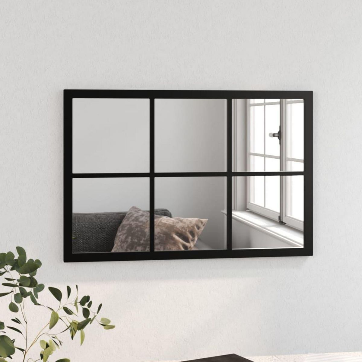 VIDAXL Miroir mural noir 60x40 cm metal