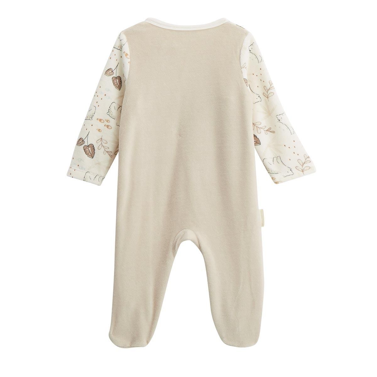 Petit Béguin Lot de 2 pyjamas bébé en velours ouverture zippée Câlins