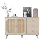 MERAX Buffet 2 porte(s) 3 tiroir(s) - 120 cm beige panneau de particules