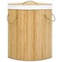 Voir la diapositive 3 : VIDAXL Panier a linge d'angle Bambou 60 L