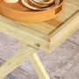 Voir la diapositive 5 : OUTSUNNY Table de jardin style naturel cosy - dim. 68L x 44l x 75H cm - bois sapin verni