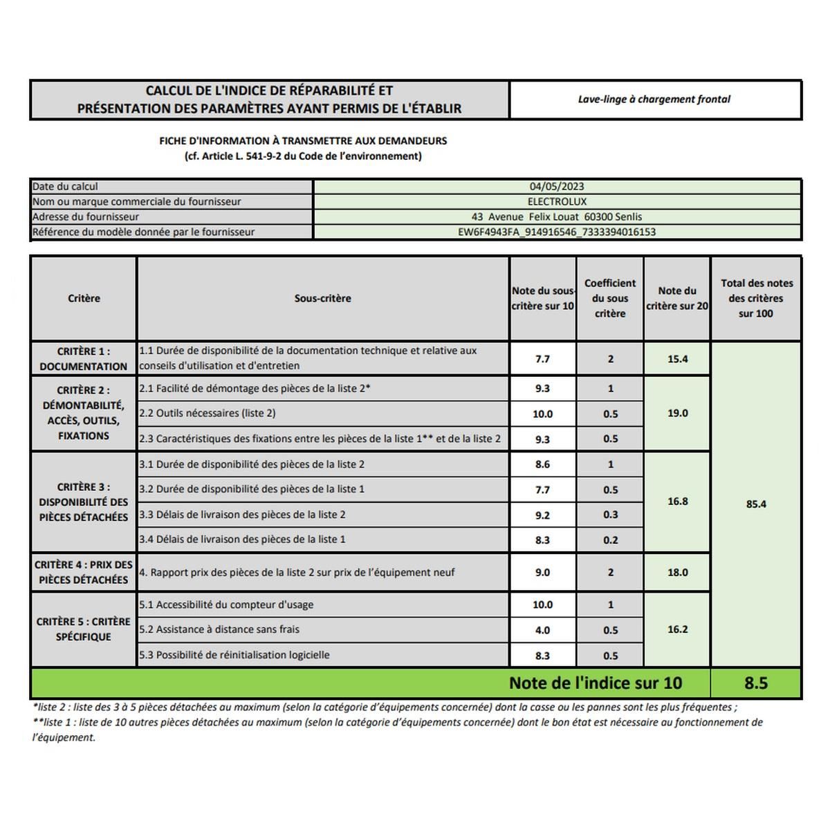 ELECTROLUX Lave-linge hublot 8kg 1400 tours/min blanc - EW6F4943FA