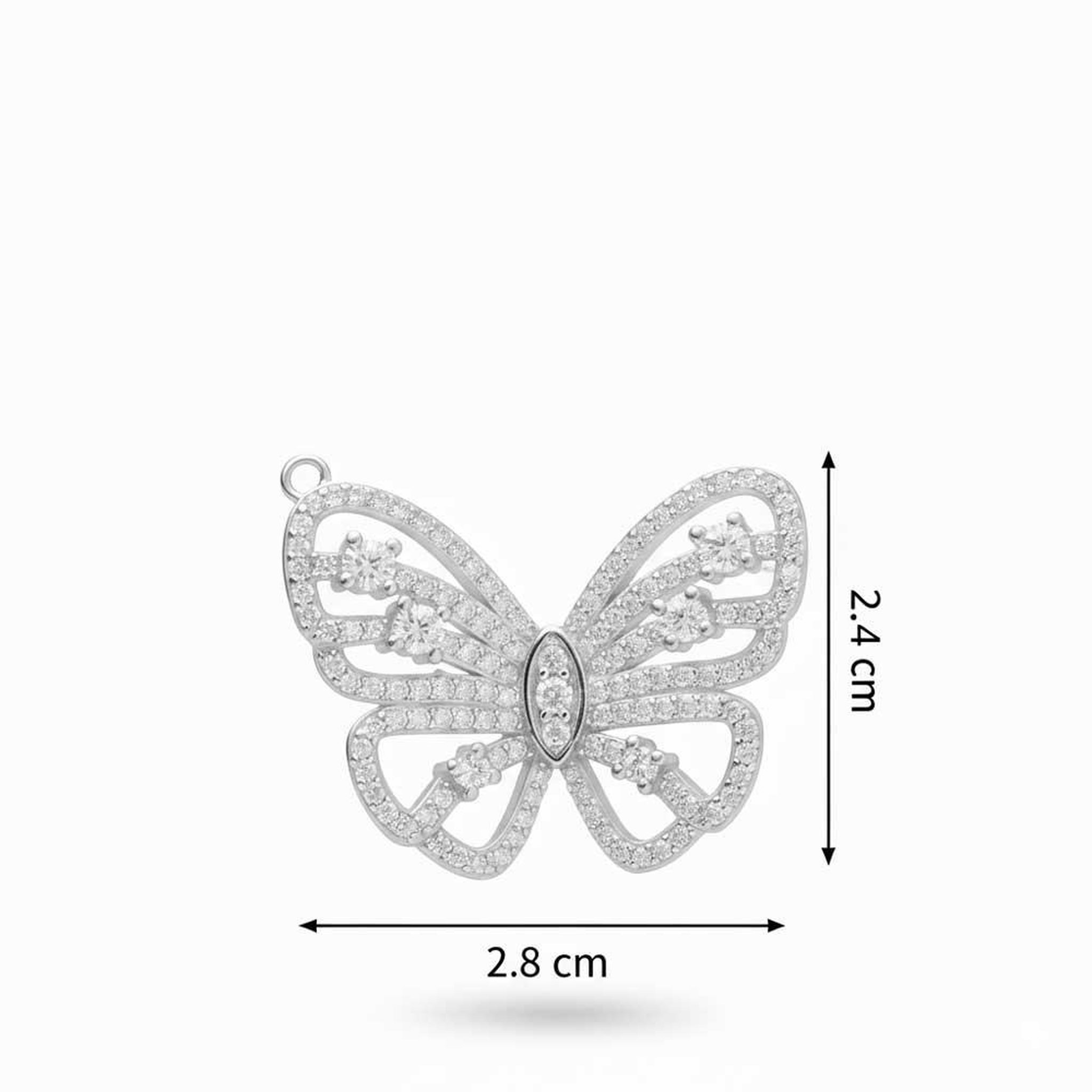 Voir la diapositive 2 : L'ATELIER D'AZUR Collier en Argent 925 Rhodié - Papillon Pavé de Zirconiums - Chaine Offerte