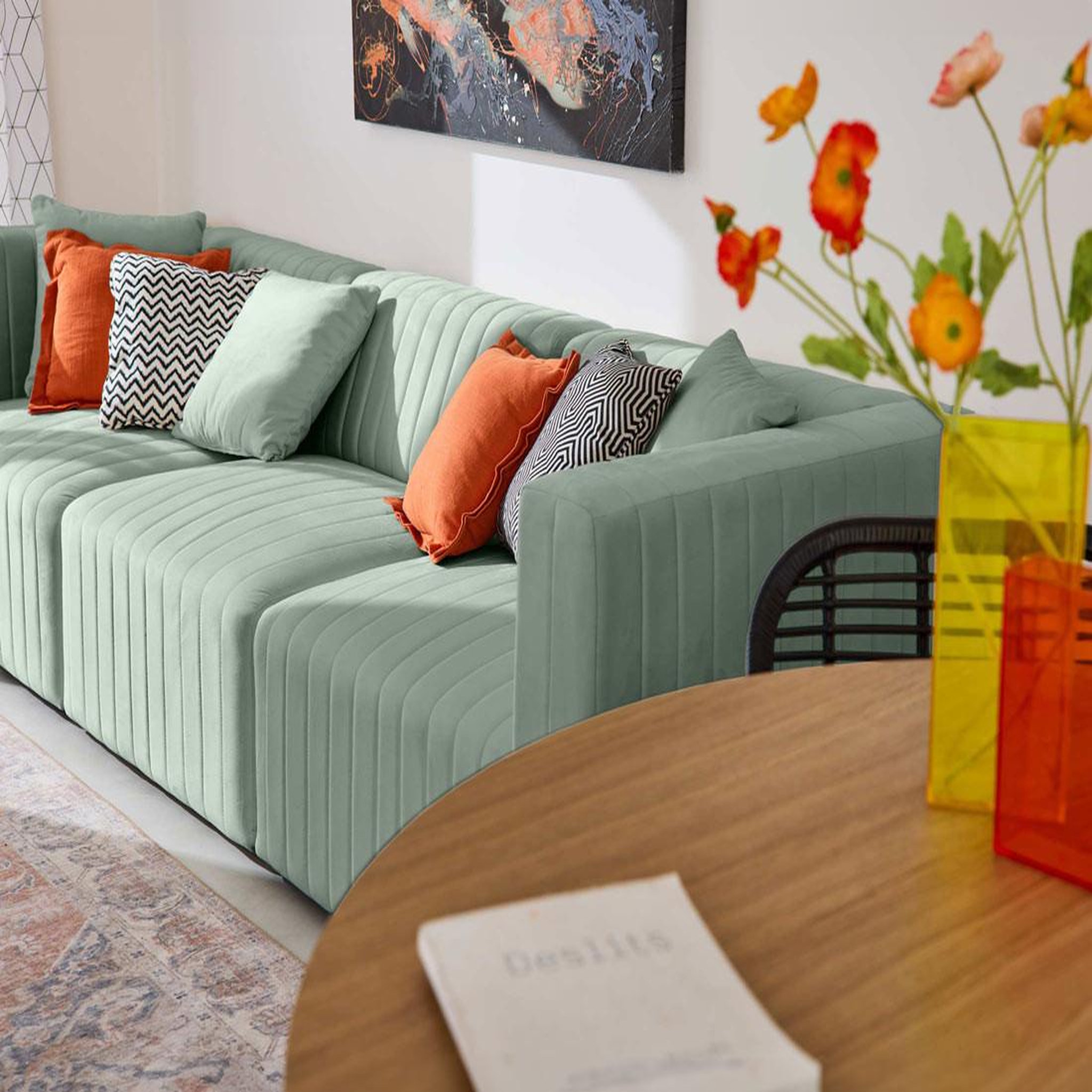 Voir la diapositive 3 : BEST MOBILIER Nova - canapé modulable 3 places - en velours