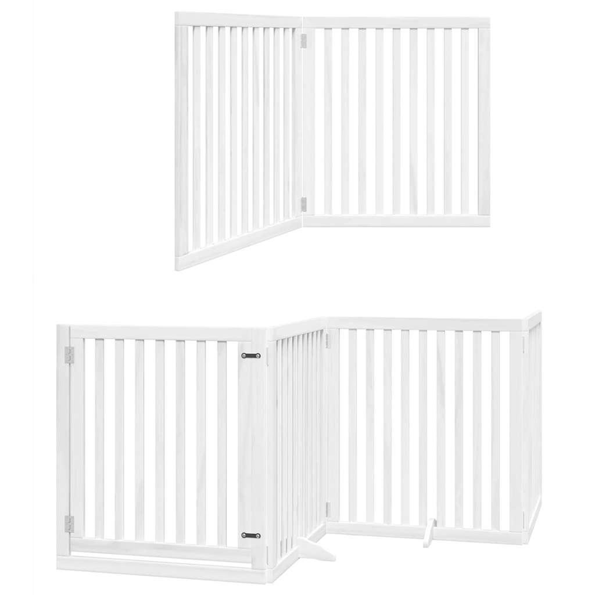 Voir la diapositive 6 : VIDAXL Barriere pour chien porte pliable 8panneaux blanc bois peuplier