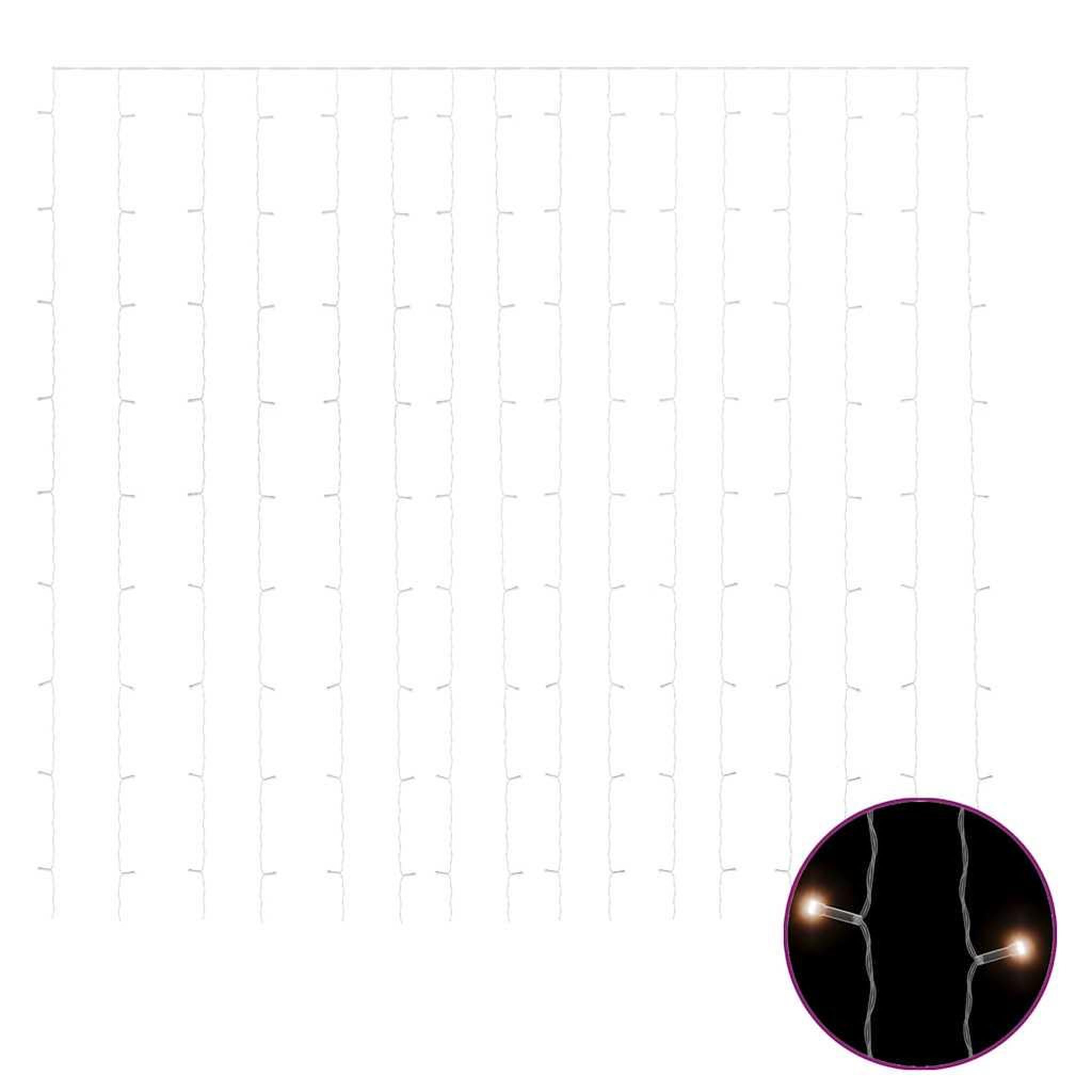 Voir la diapositive 2 : VIDAXL Rideaux lumineux a LED 3x3 m 300 LED Blanc chaud 8 fonctions