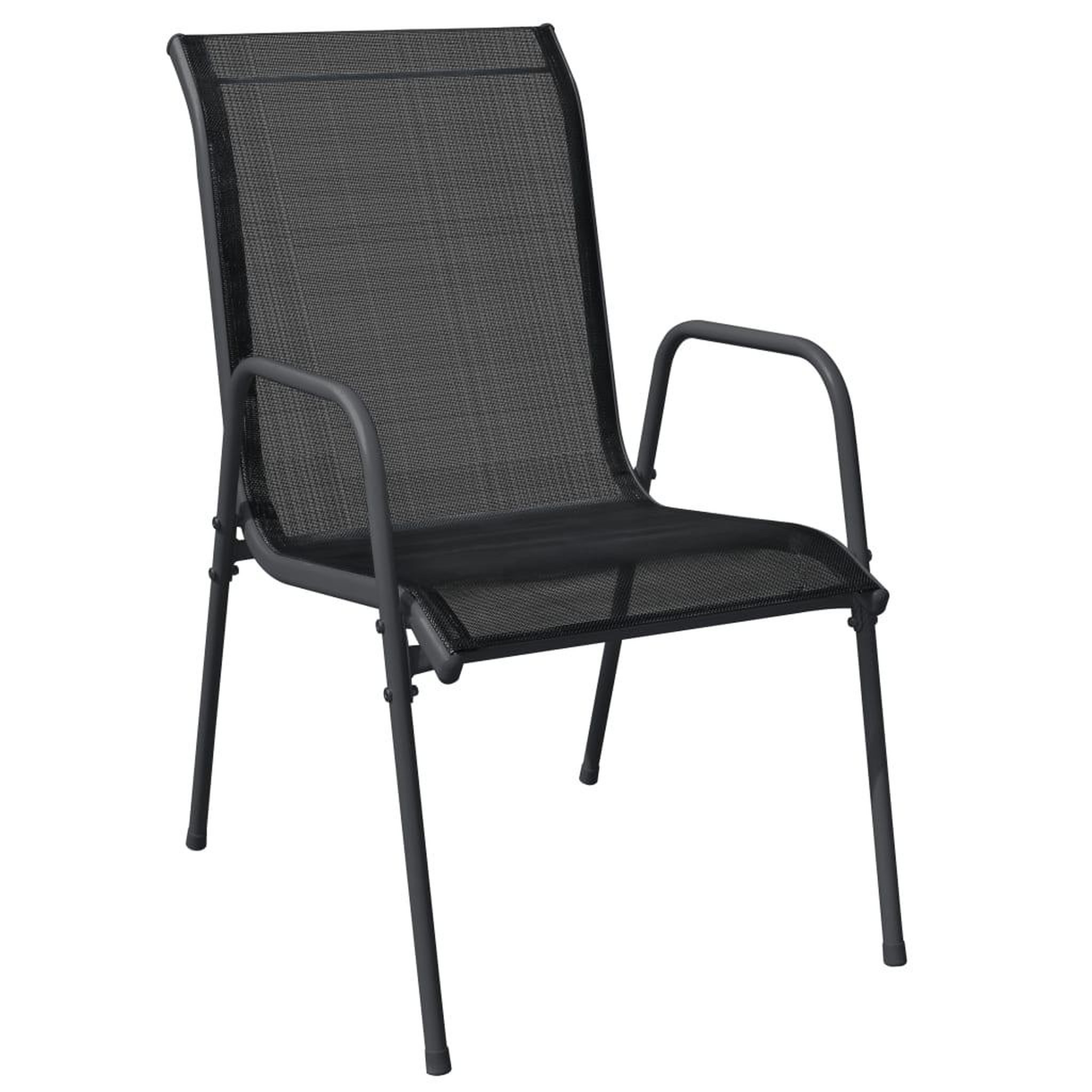Voir la diapositive 3 : VIDAXL Ensemble a manger de jardin 3 pcs noir textilene et acier