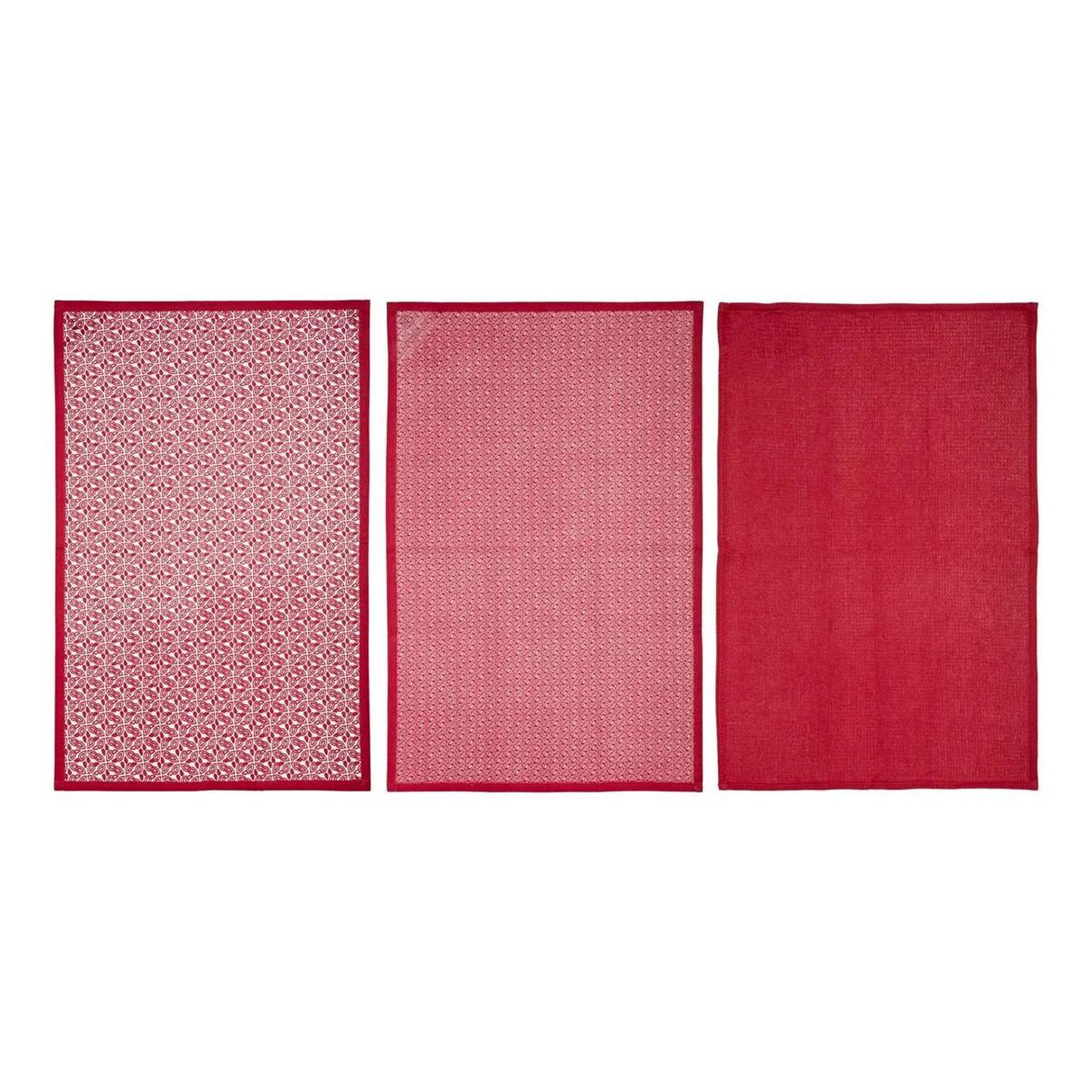 ATMOSPHERA Lot de 3 torchons  imprimé  45x70cm rouge