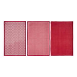 ATMOSPHERA Lot de 3 Torchons  Imprimé  45x70cm Rouge