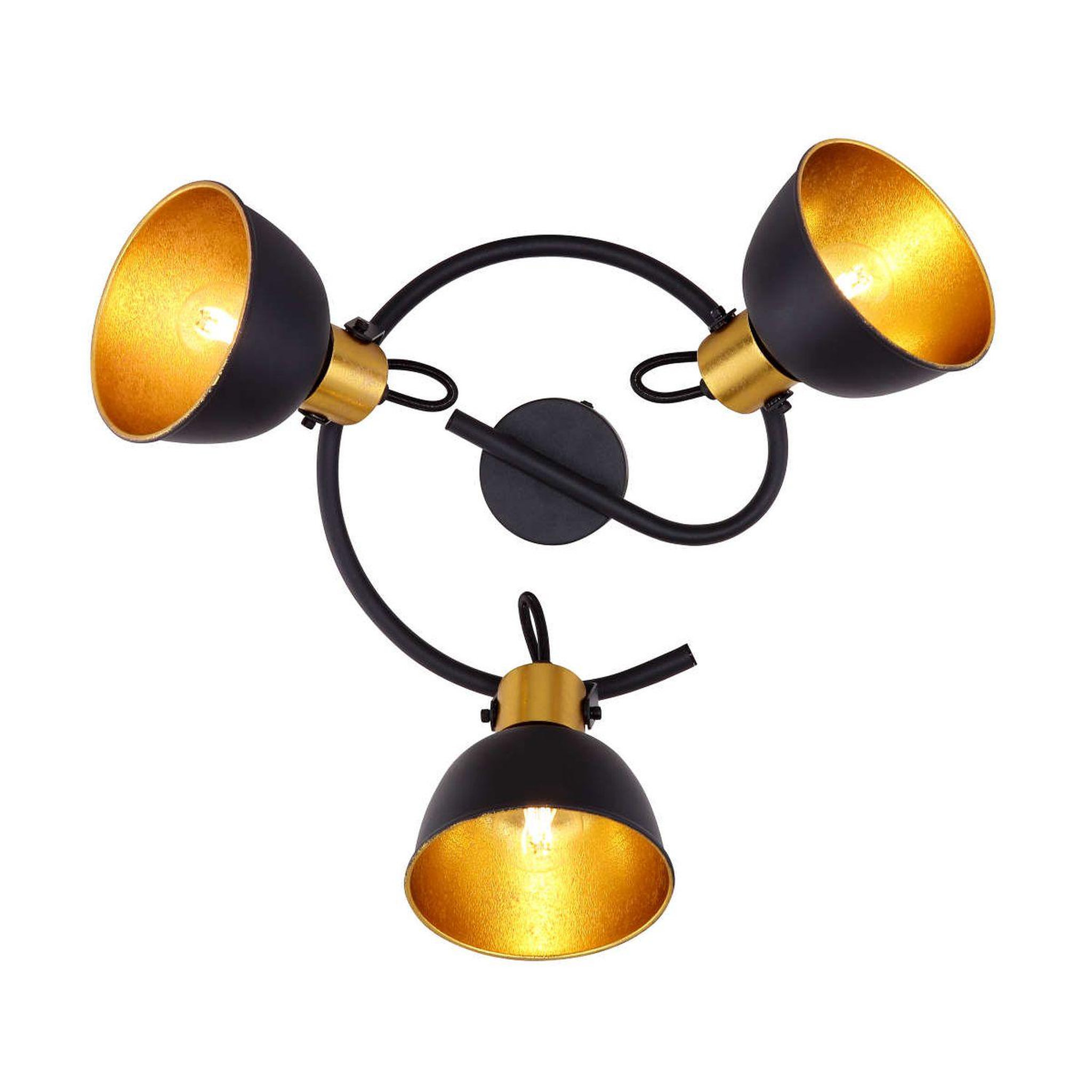 Voir la diapositive 2 : GLOBO Plafonnier rond design industriel fillo - noir et doré