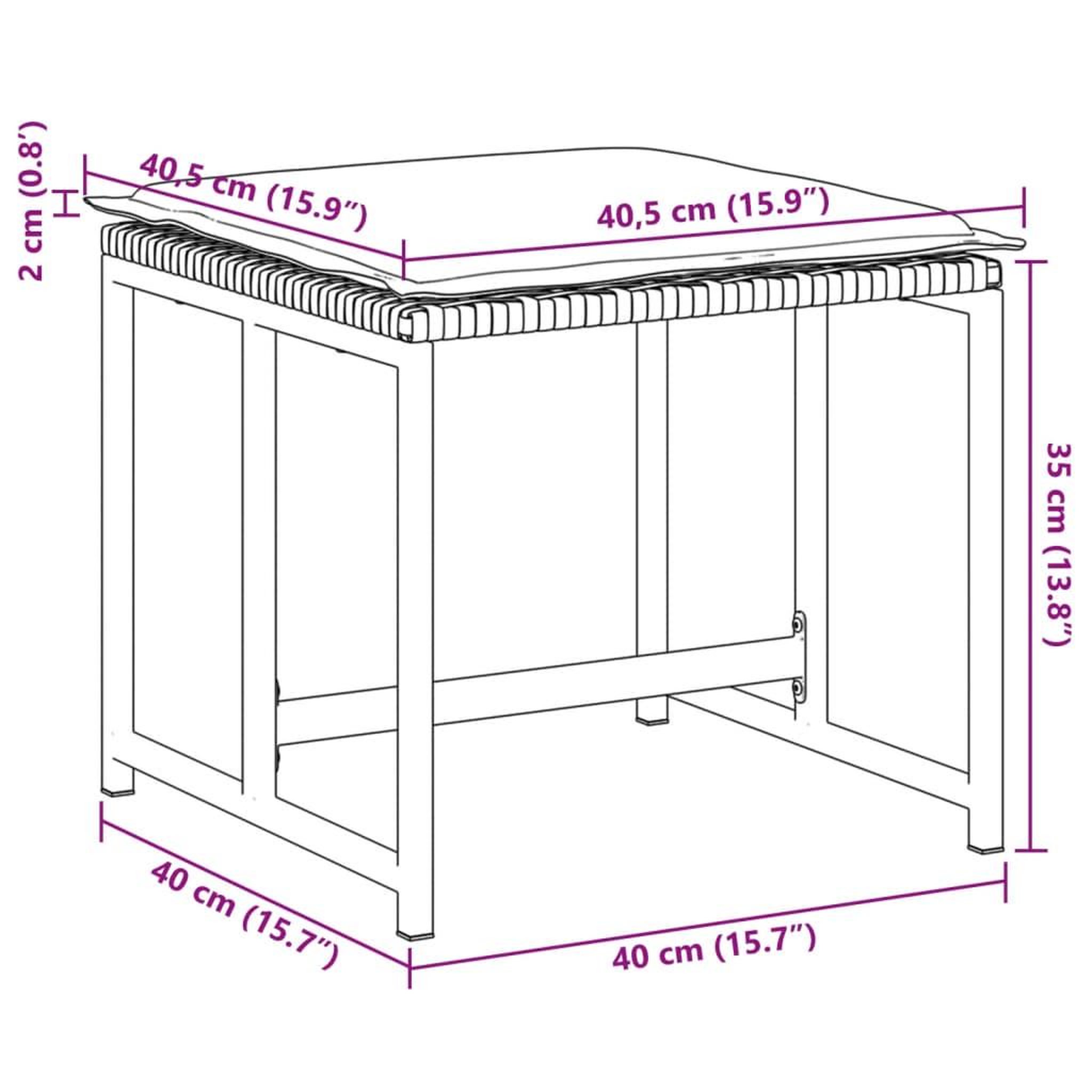 Voir la diapositive 6 : VIDAXL Tabourets de jardin avec coussins lot de 4 noir resine tressee
