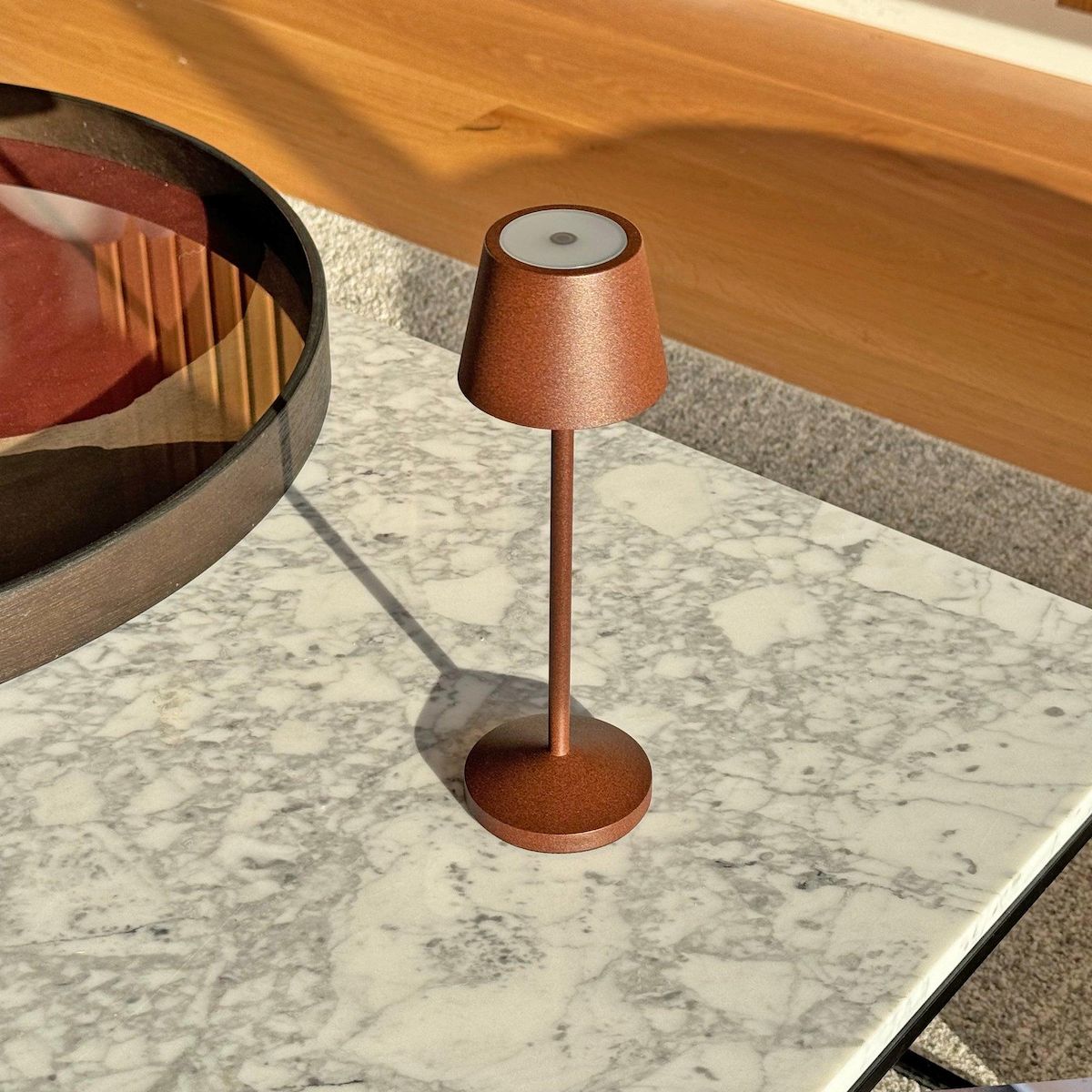 Lumisky Lampe de table sans fil EMILY Marron Aluminium H25cm