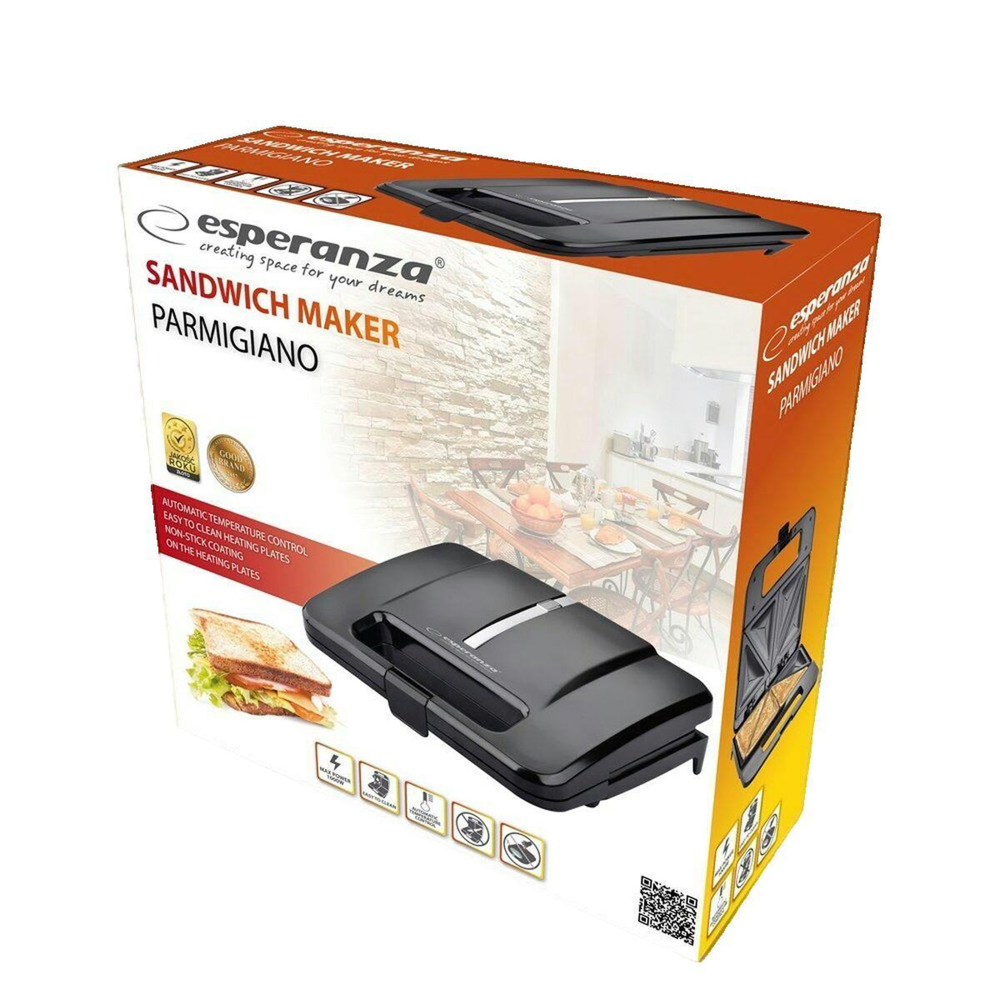 Voir la diapositive 2 : ESPERANZA Machine à sandwich Esperanza PARMIGIANO EKT010 4 sandwichs