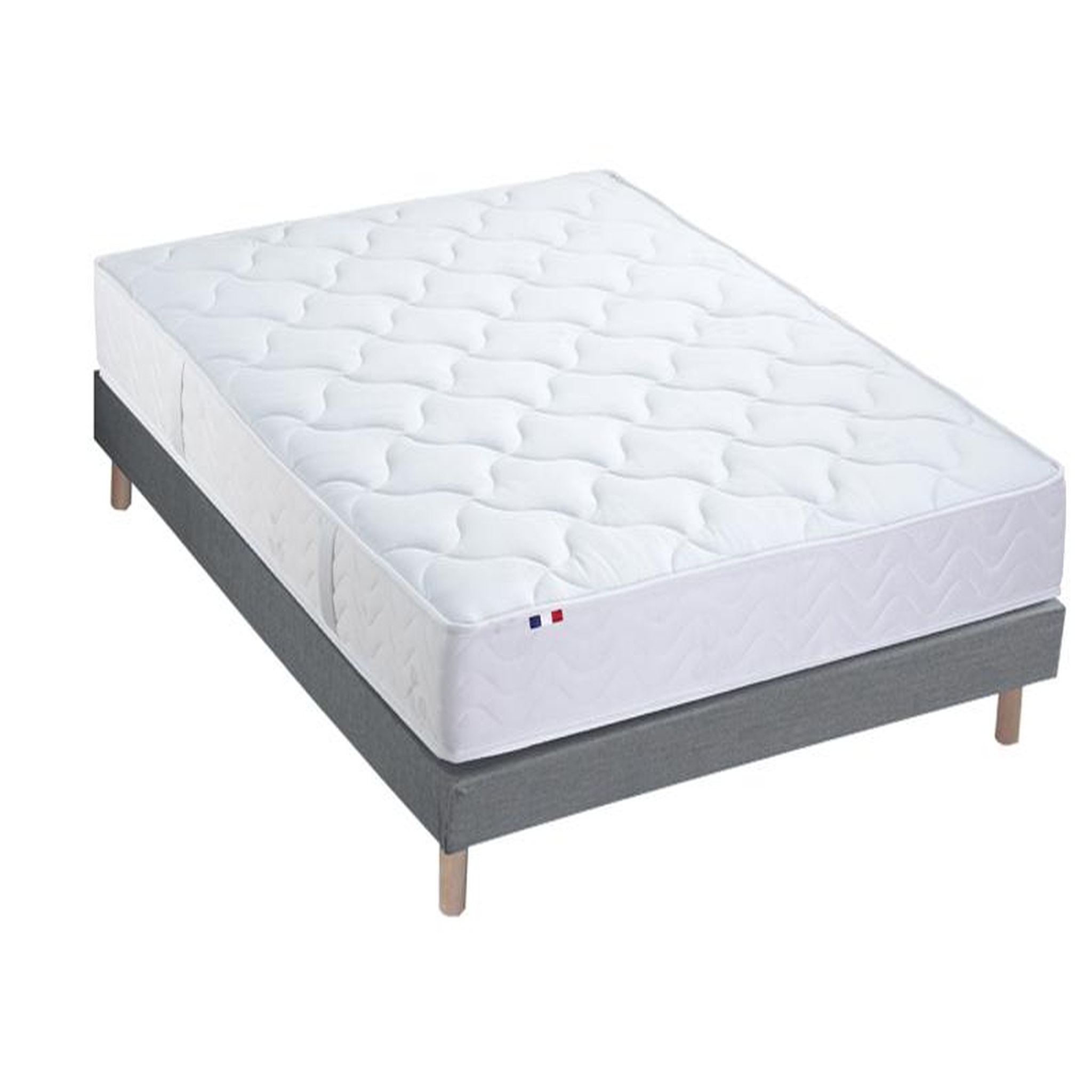 Voir la diapositive 2 : Ensemble literie matelas 594 ressort ensachés +sommier tapissier 140x190 cm ASTRE