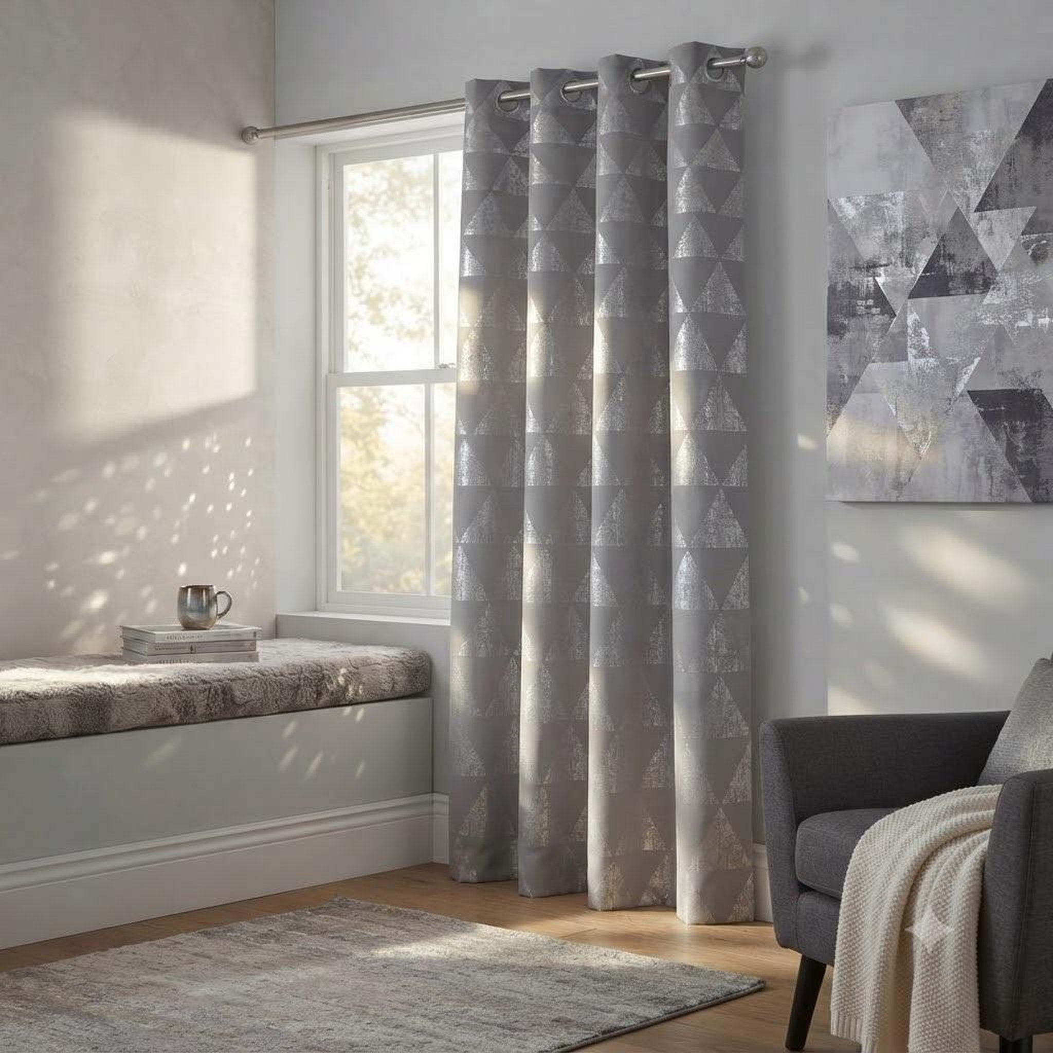 Voir la diapositive 4 : Eden Rideau a oeillets frosty design et moderne