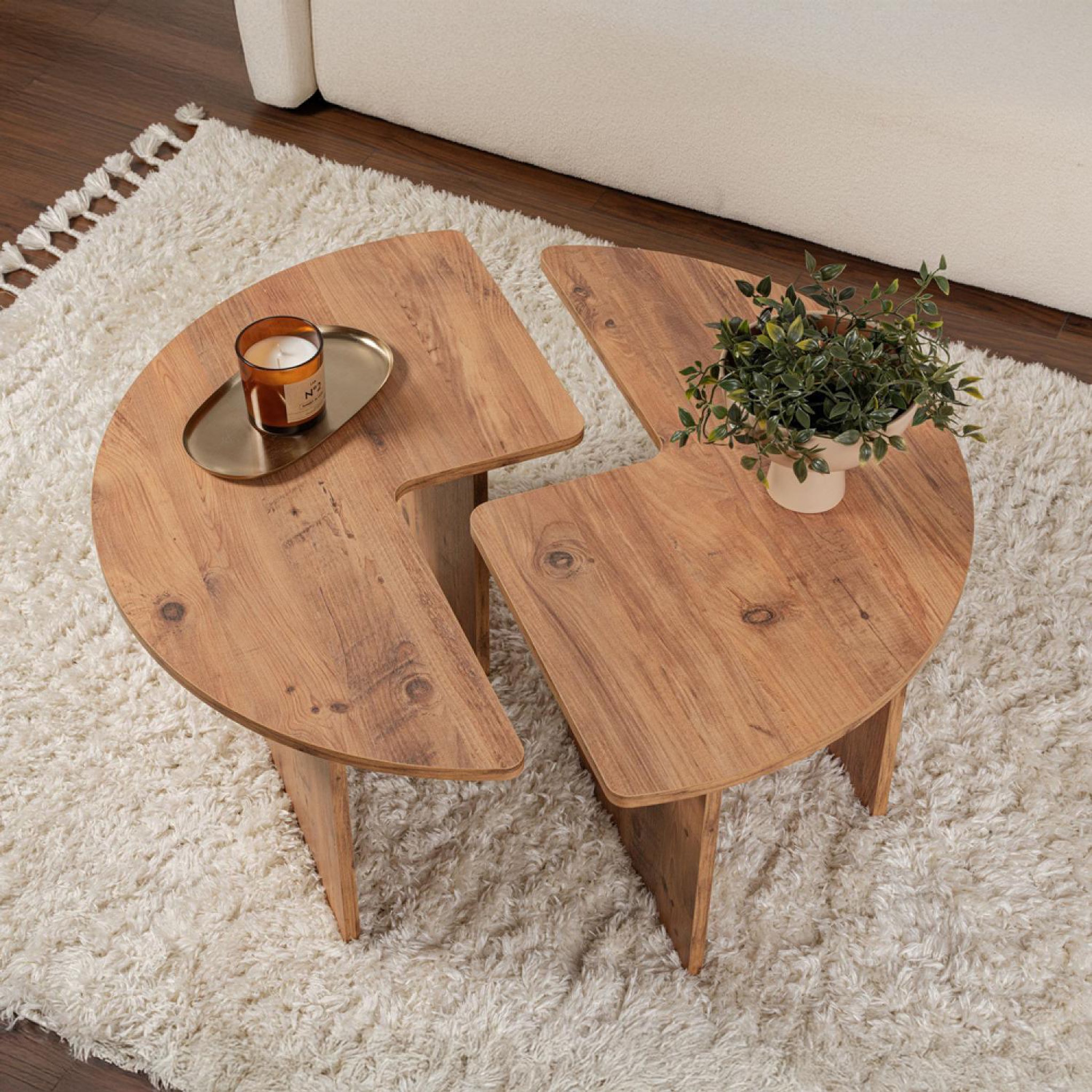 Voir la diapositive 6 : CONCEPT USINE Table basse ronde duo pin atlantique 90cm azus