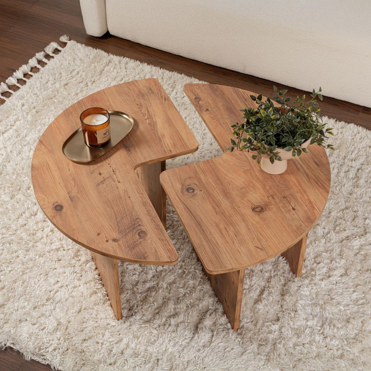 CONCEPT USINE Table basse ronde duo pin atlantique 90cm AZUS