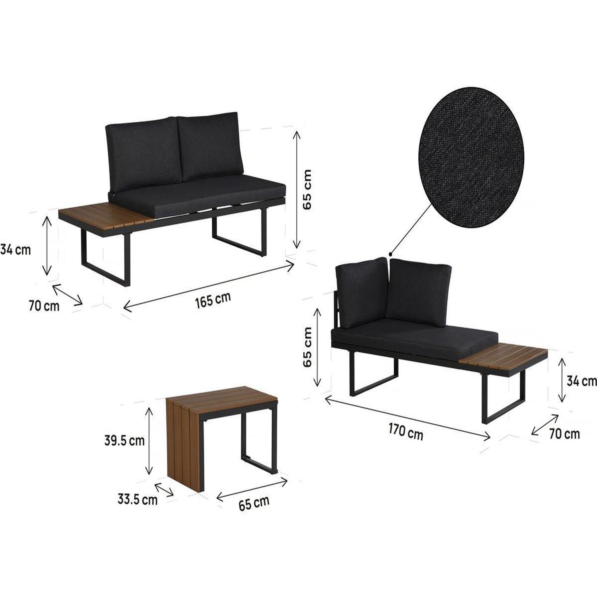 Voir la diapositive 4 : Habitat et Jardin Salon de jardin canapé d'angle modulable décor imitation bois  sylva  - 4 places - gris