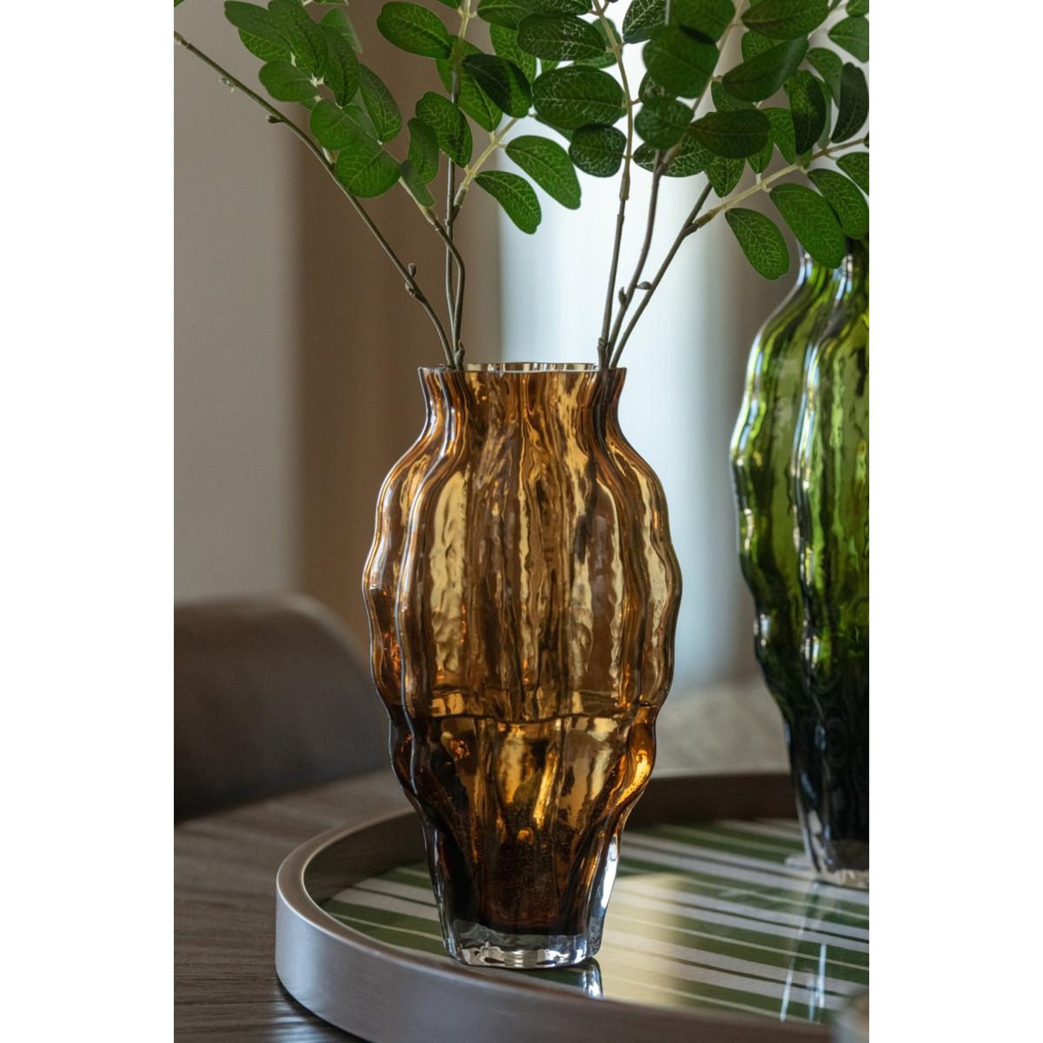 Voir la diapositive 5 : J-LINE Vase Design en Verre  Pod  24cm Marron