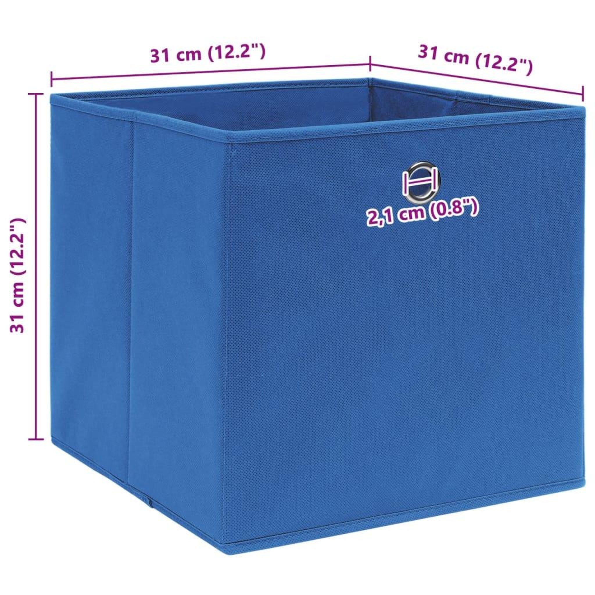 Voir la diapositive 6 : VIDAXL Boîtes de rangement 4 pcs Bleu 32x32x32 cm Tissu