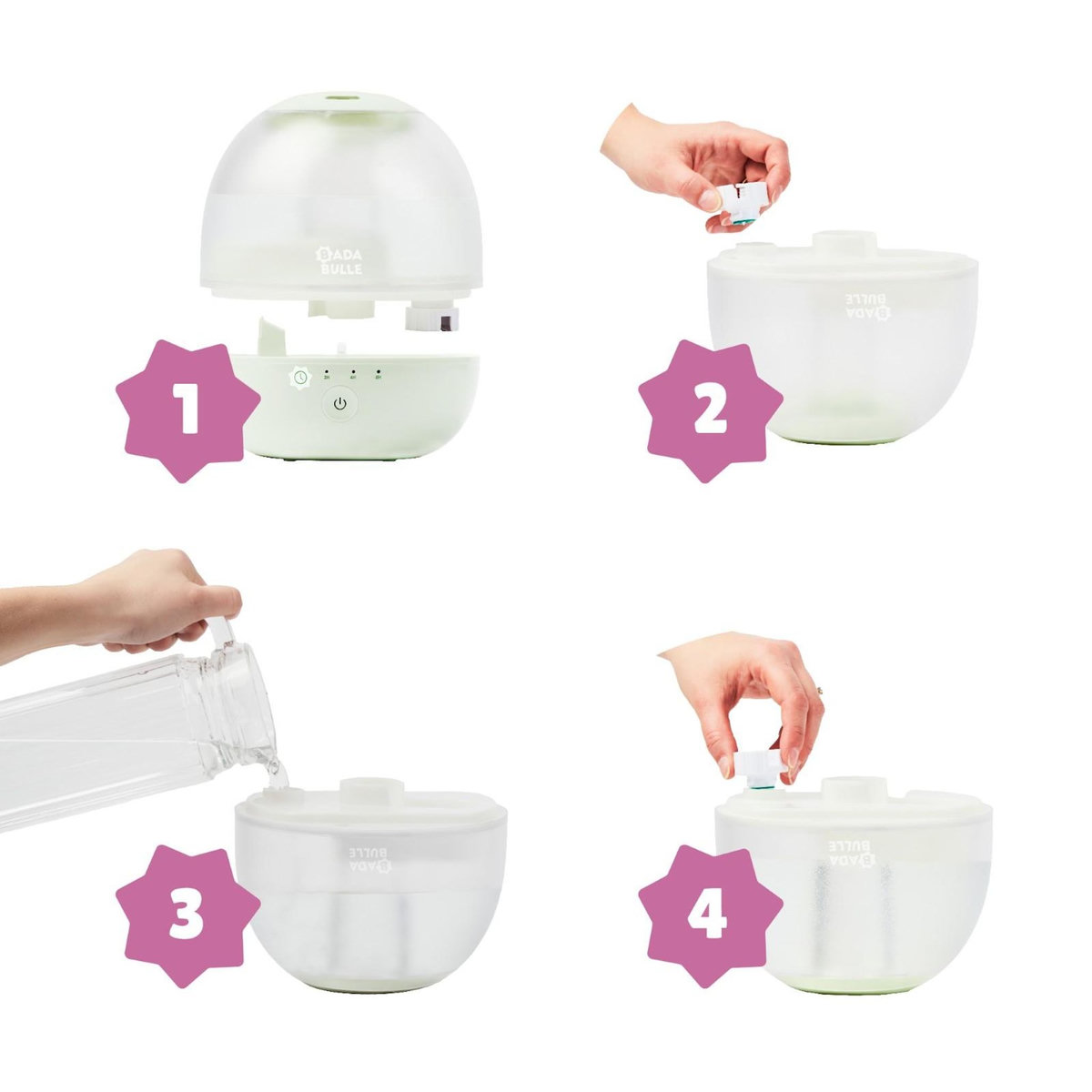 BADABULLE Humidificateur d'air - Veilleuse Bubble Badabulle - 2 en 1 - 2L et 16h d'autonomie