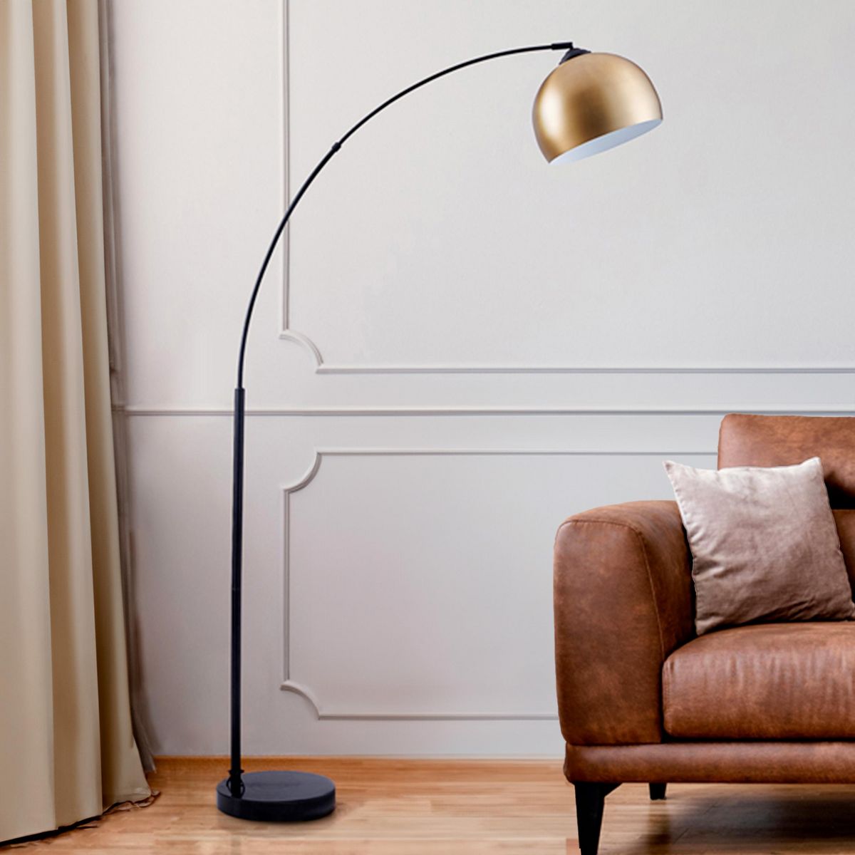 Rendez vous déco Lampadaire en métal couleur noir et laiton - Dinard