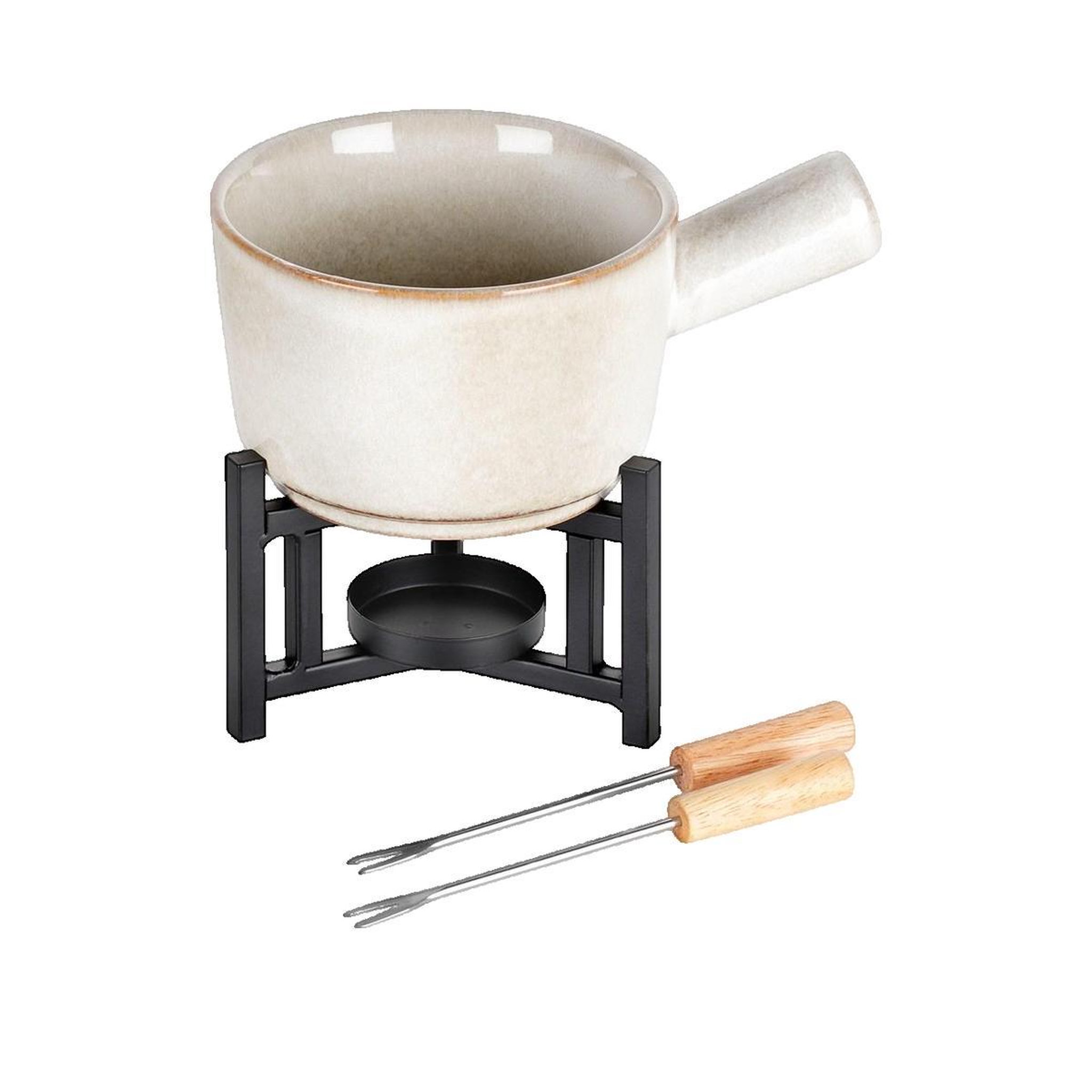 HOME&STYLING Ensemble à fondue Home Styling Collection beige avec fourchettes en acier inoxydable