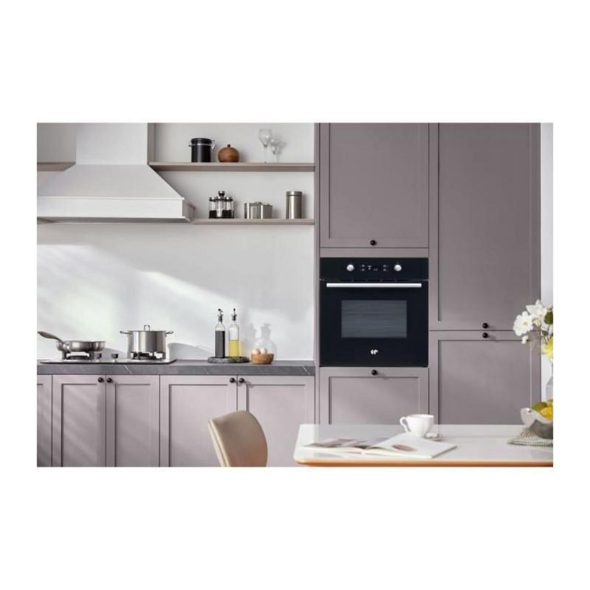 CONTINENTAL EDISON Four encastrable pyrolyse - Chaleur tournante - CONTINENTAL EDISON - CEF65PB - Noir et inox - L59,5 x H59,6 x P 54,68 cm