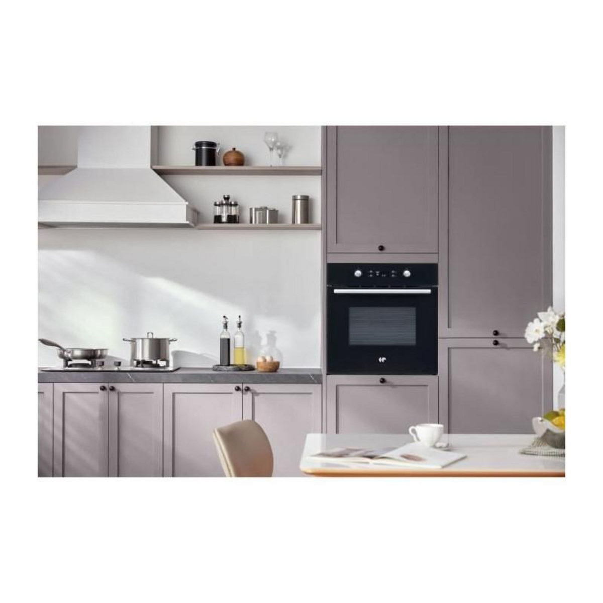 CONTINENTAL EDISON Four encastrable pyrolyse - Chaleur tournante - CONTINENTAL EDISON - CEF65PB - Noir et inox - L59,5 x H59,6 x P 54,68 cm
