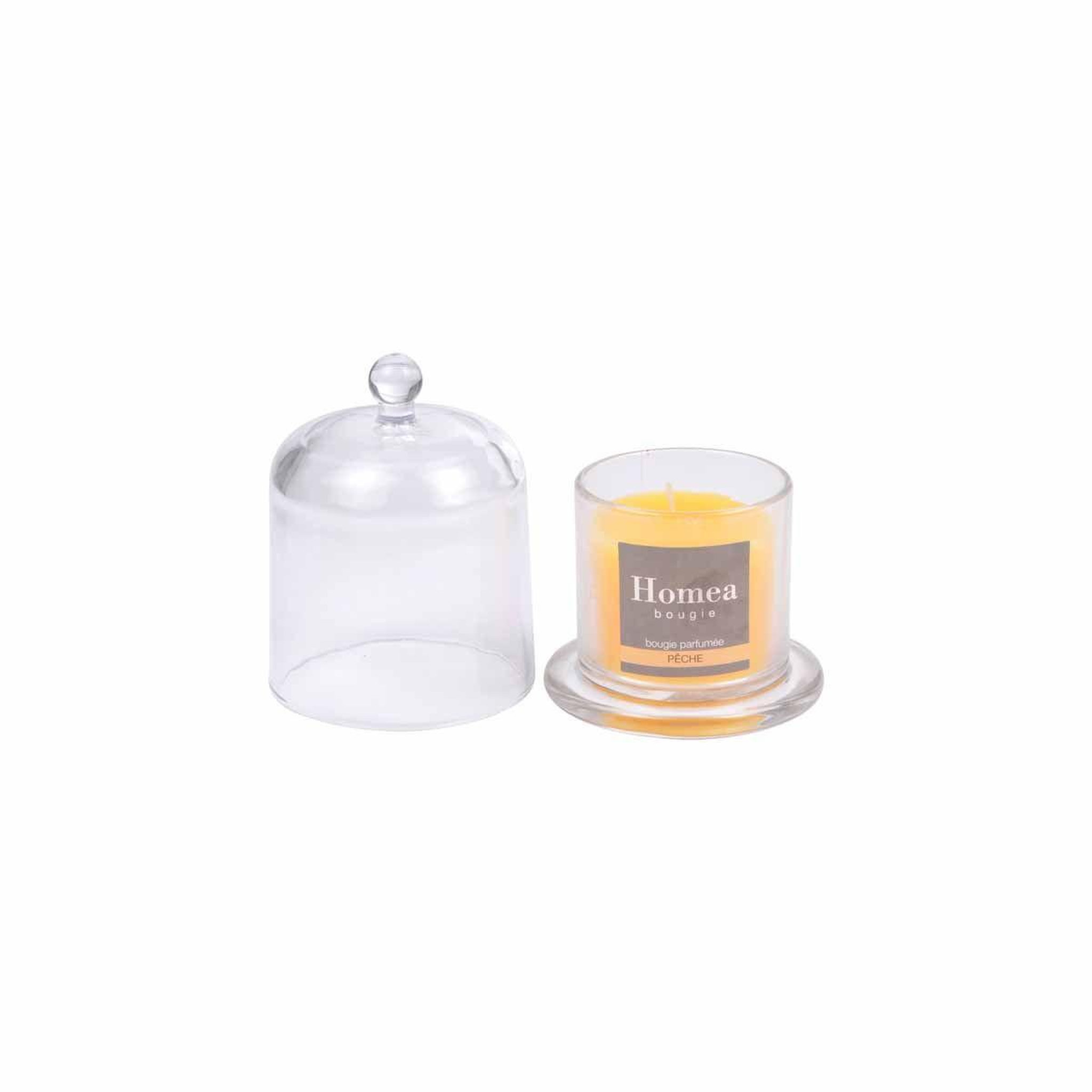 Voir la diapositive 3 : HOMEA Bougie parfumée cloche  romantique  11cm pêche