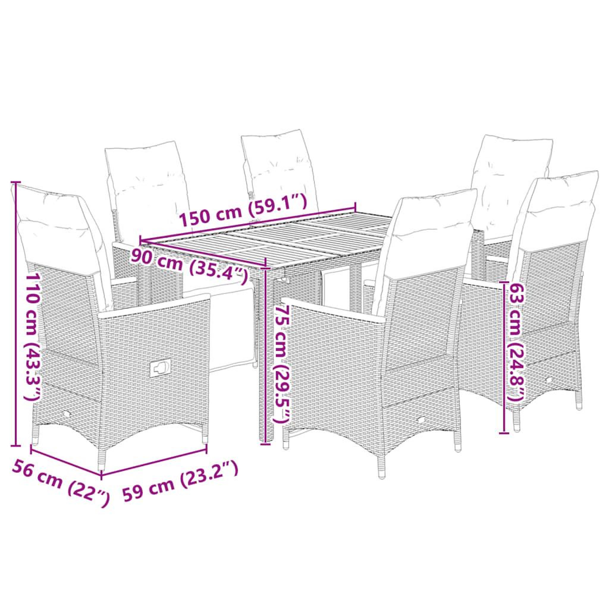 Voir la diapositive 6 : VIDAXL Ensemble de bistro de jardin 7 pcs coussins gris poly rotin