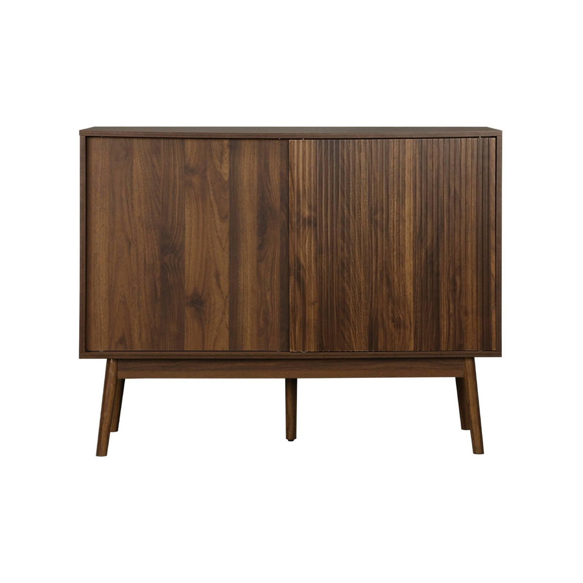 SWEEEK Buffet de rangement décor bois de noyer. 2 portes coulissantes. buffet haut. vaisselier. L 115 x l 39.5 x H 90cm - Linear