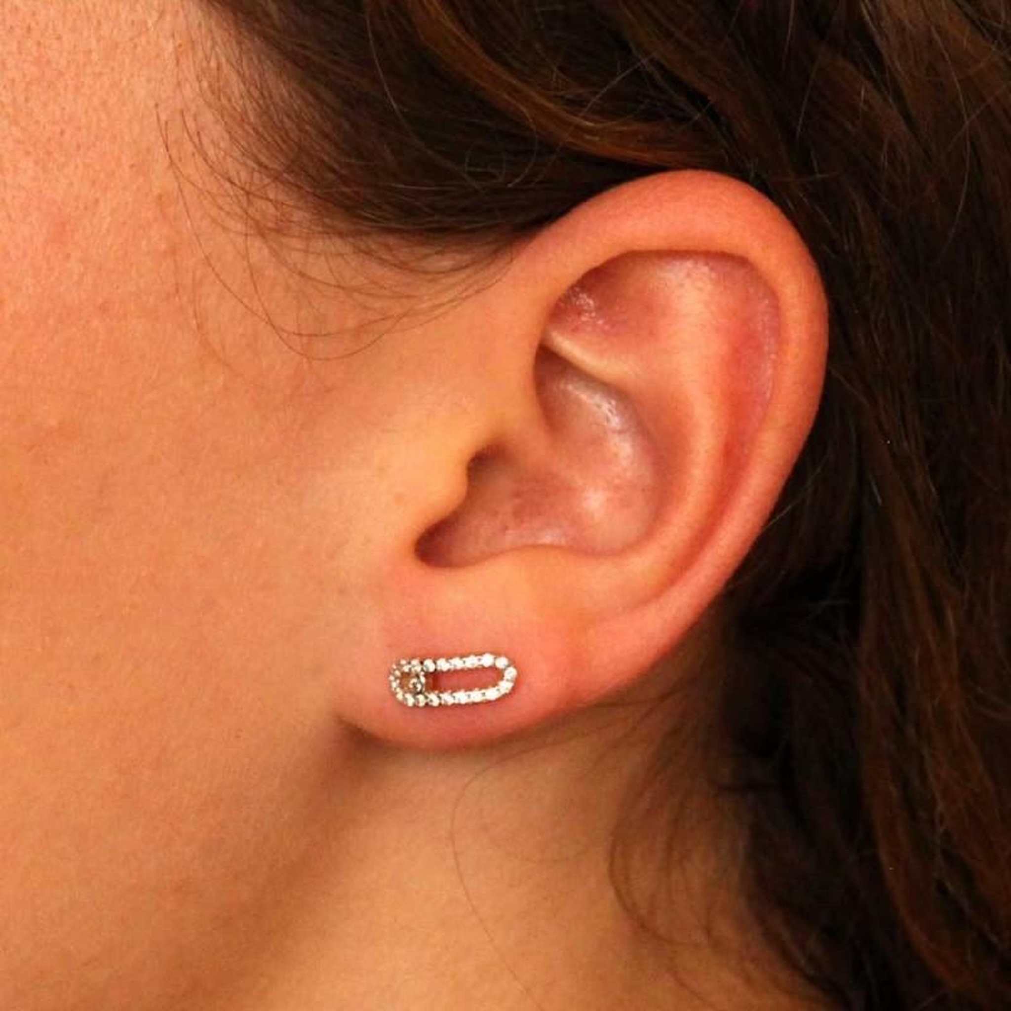Voir la diapositive 4 : L'ATELIER D'AZUR Boucles d'Oreilles Or Jaune Pavées de Zirconiums - Femme