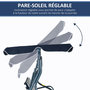 Voir la diapositive 5 : OUTSUNNY Balancelle de jardin 3 places coussins assise dossier bleu blanc rayé