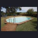 Ubbink Piscine hors sol  en bois octogonale liner beige 3,55 x 4,90-H,130 m AZURA