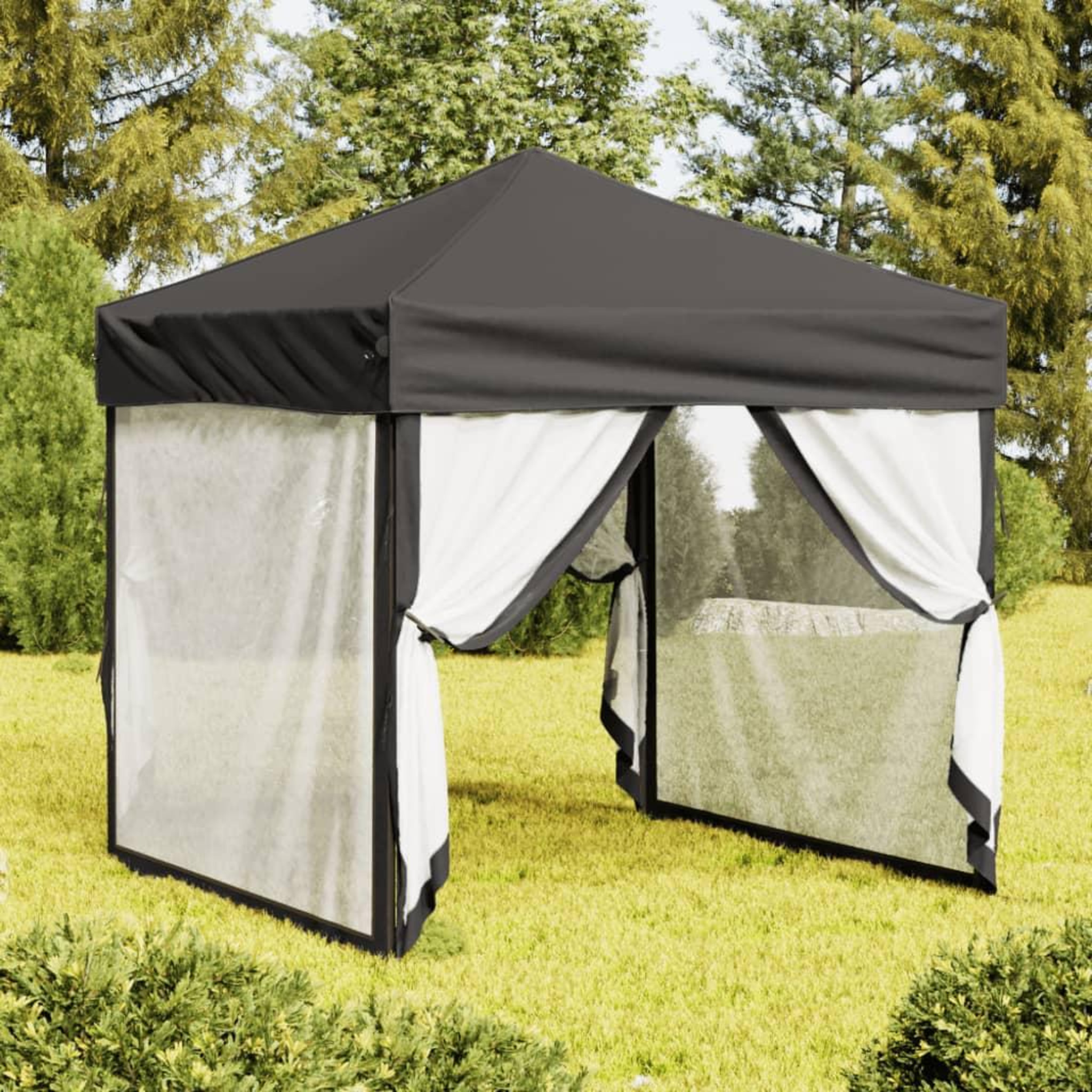 Voir la diapositive 1 : VIDAXL Tente de reception pliable avec parois Anthracite 2x2 m