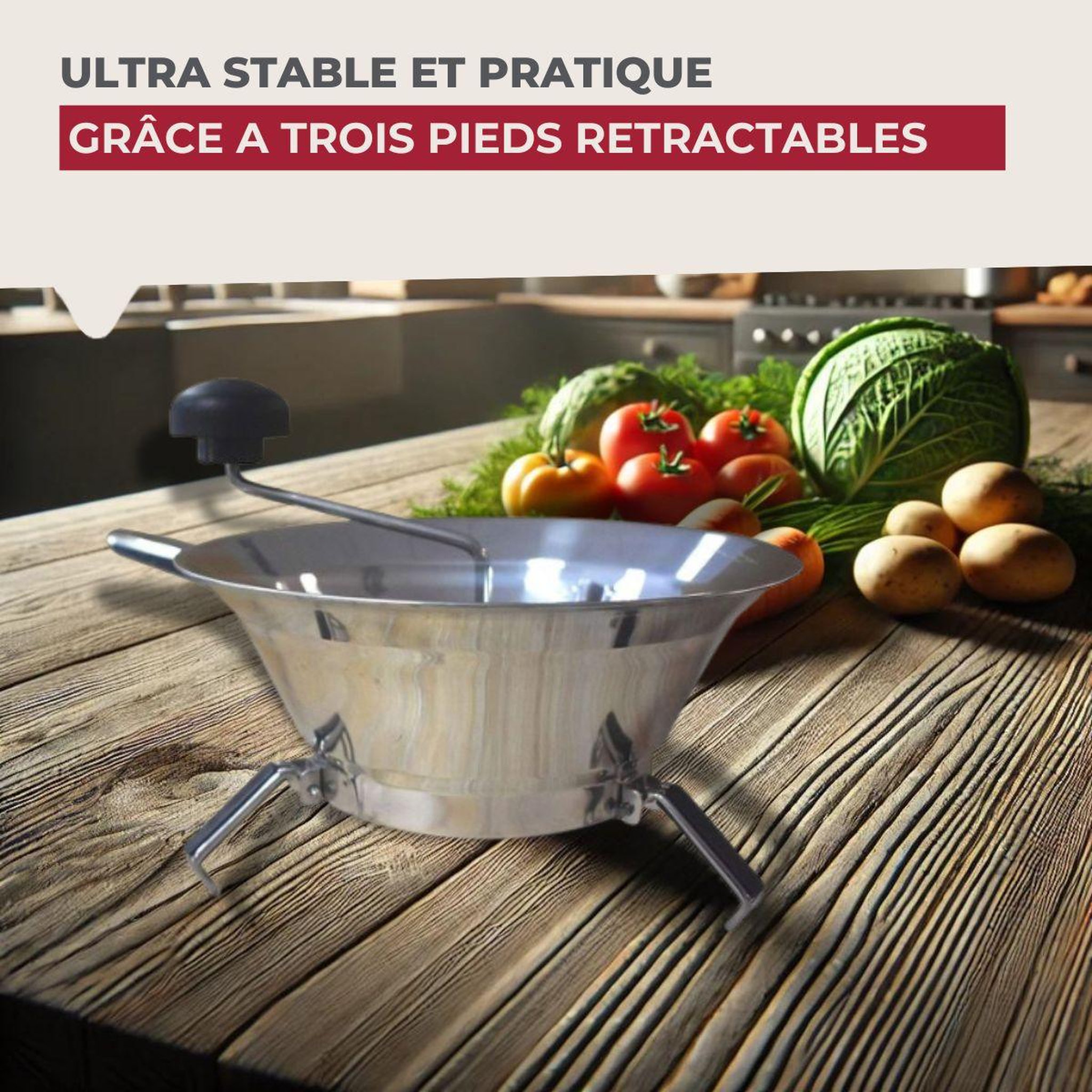 Voir la diapositive 5 : Fackelmann Moulin à légumes inox 24 cm Fackelmann Handmade Tradition