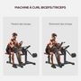 Voir la diapositive 4 : HOMCOM Banc à biceps preacher curl assise réglable 5 niveaux charge max. 120 Kg acier noir rouge