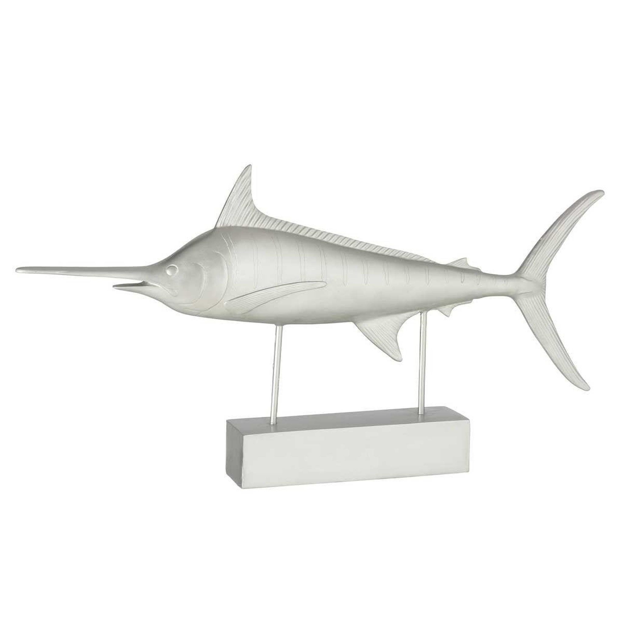 J-LINE Statue Déco  Espadon sur Pied  72cm Argent
