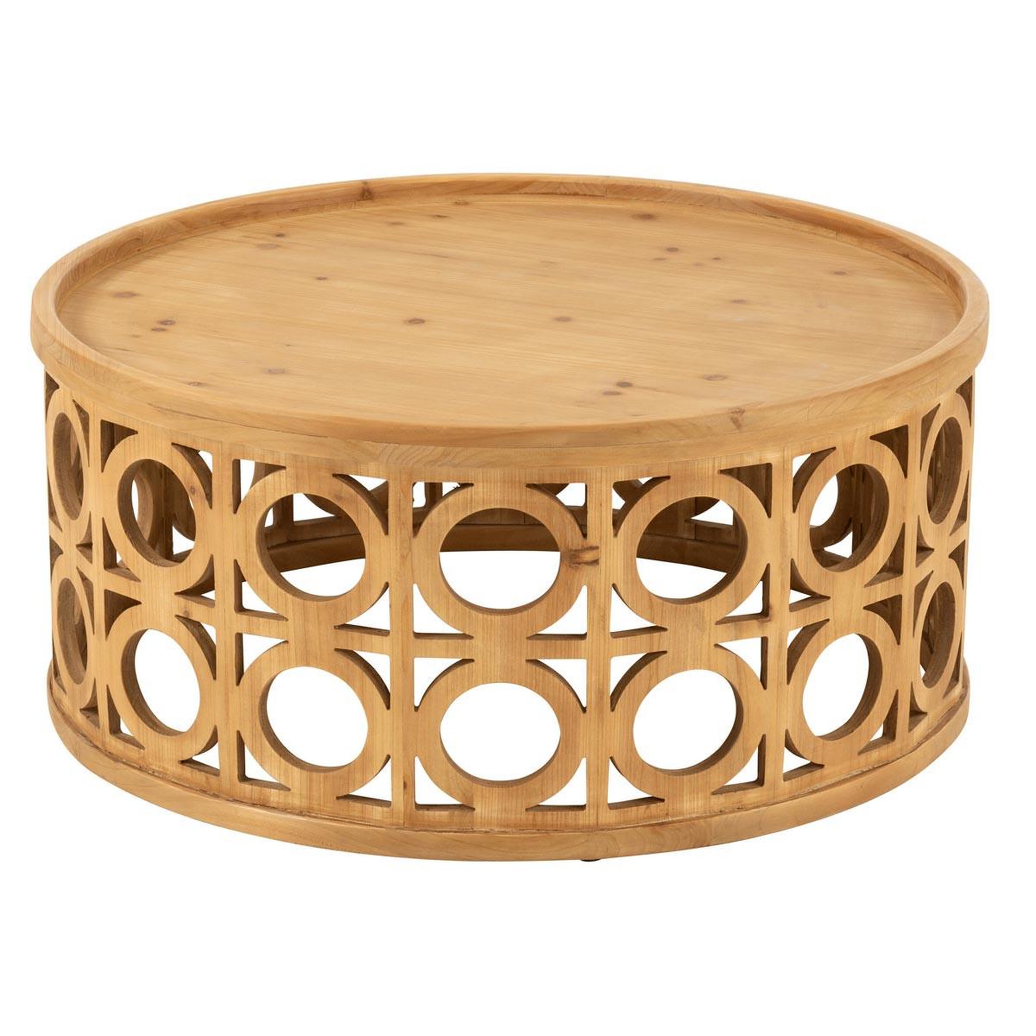 J-LINE Table basse sculptée en bois  charity  80cm naturel