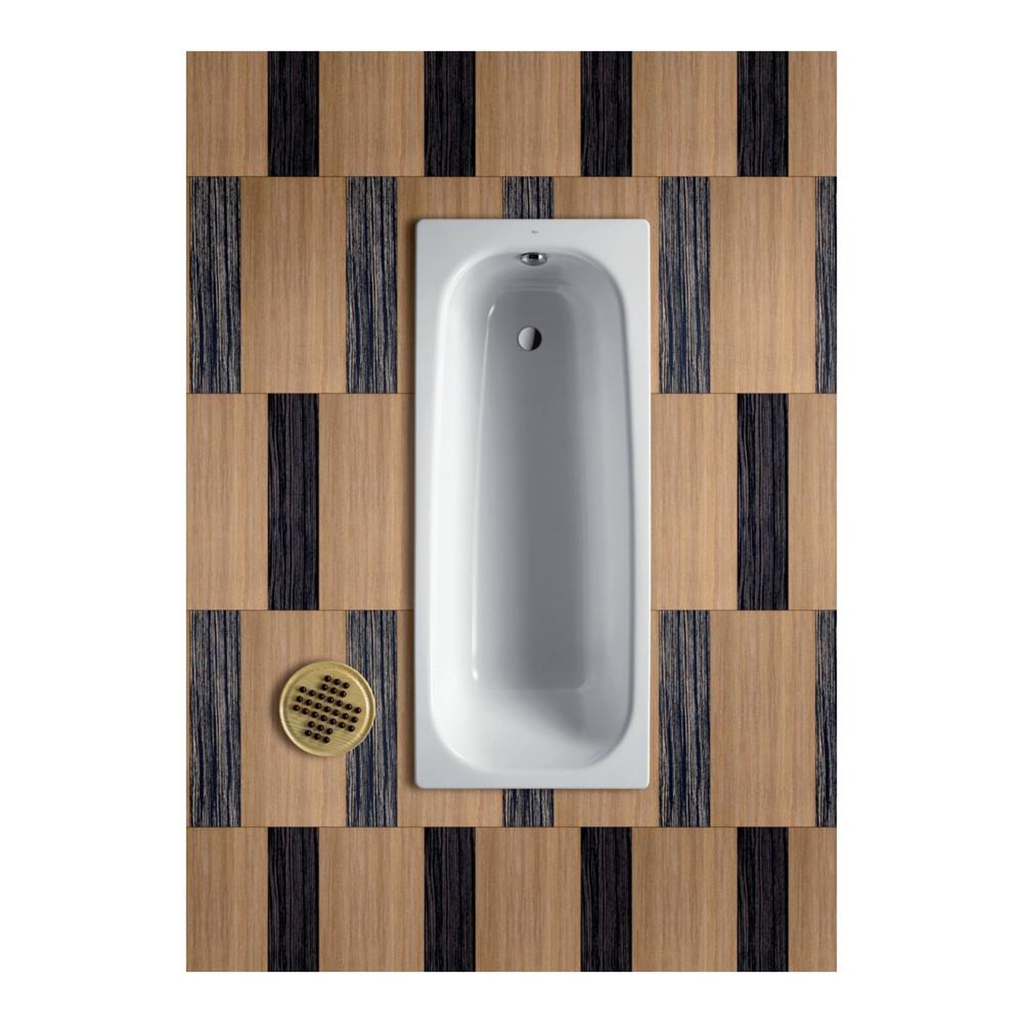 Voir la diapositive 3 : Roca Baignoire rectangulaire acier émaillé blanc 140x70 cm avec pieds à visser et 2 percements de robinetterie