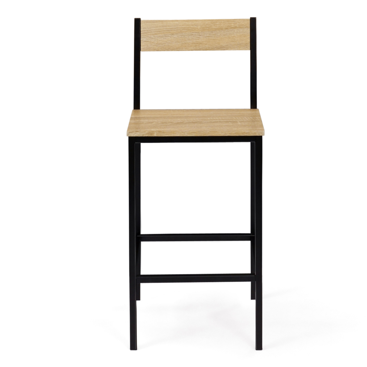 ID MARKET Lot de 2 tabourets de bar DETROIT avec dossier chaise de cuisine design industriel