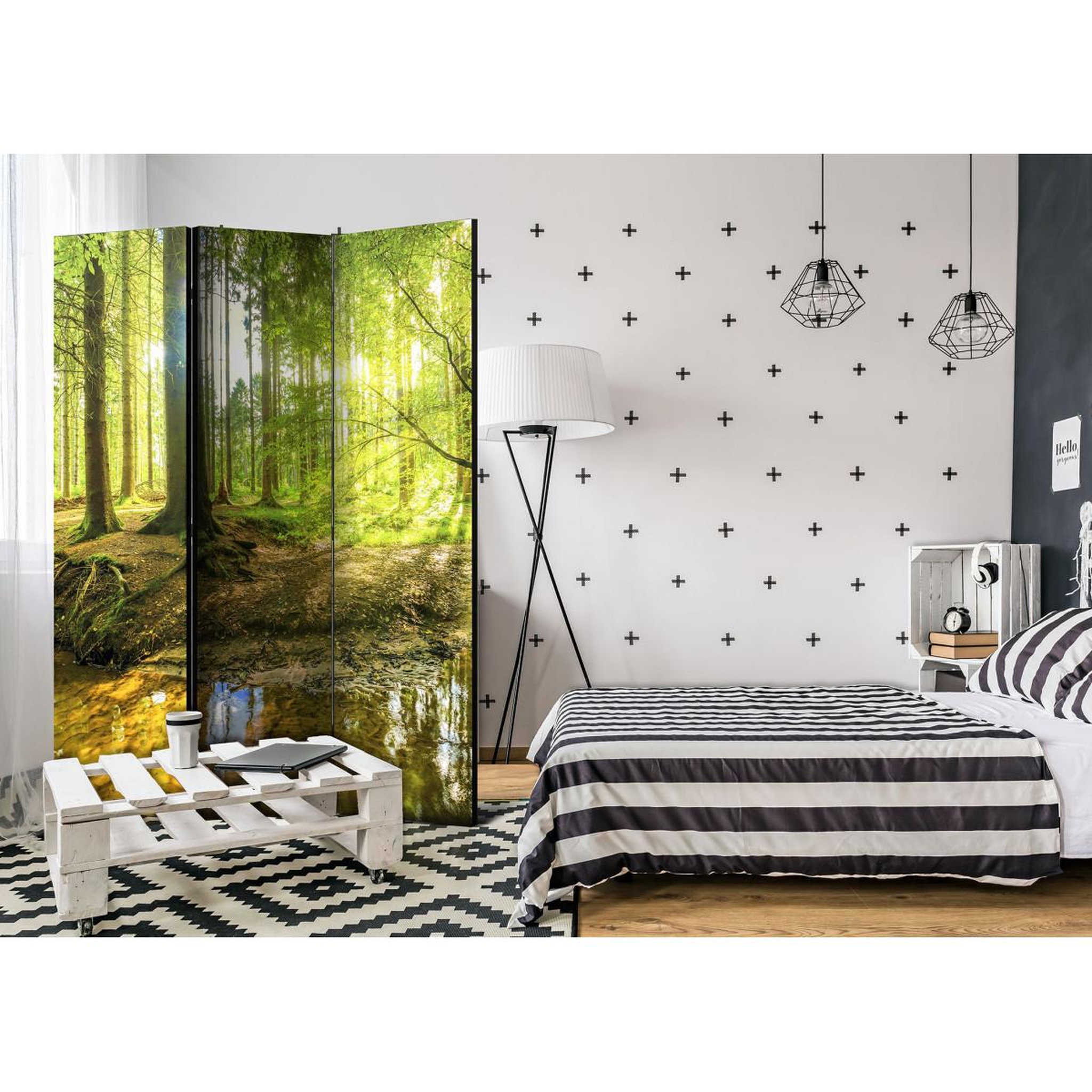 Voir la diapositive 2 : Paris Prix Paravent 3 volets  forest lake  135x172cm