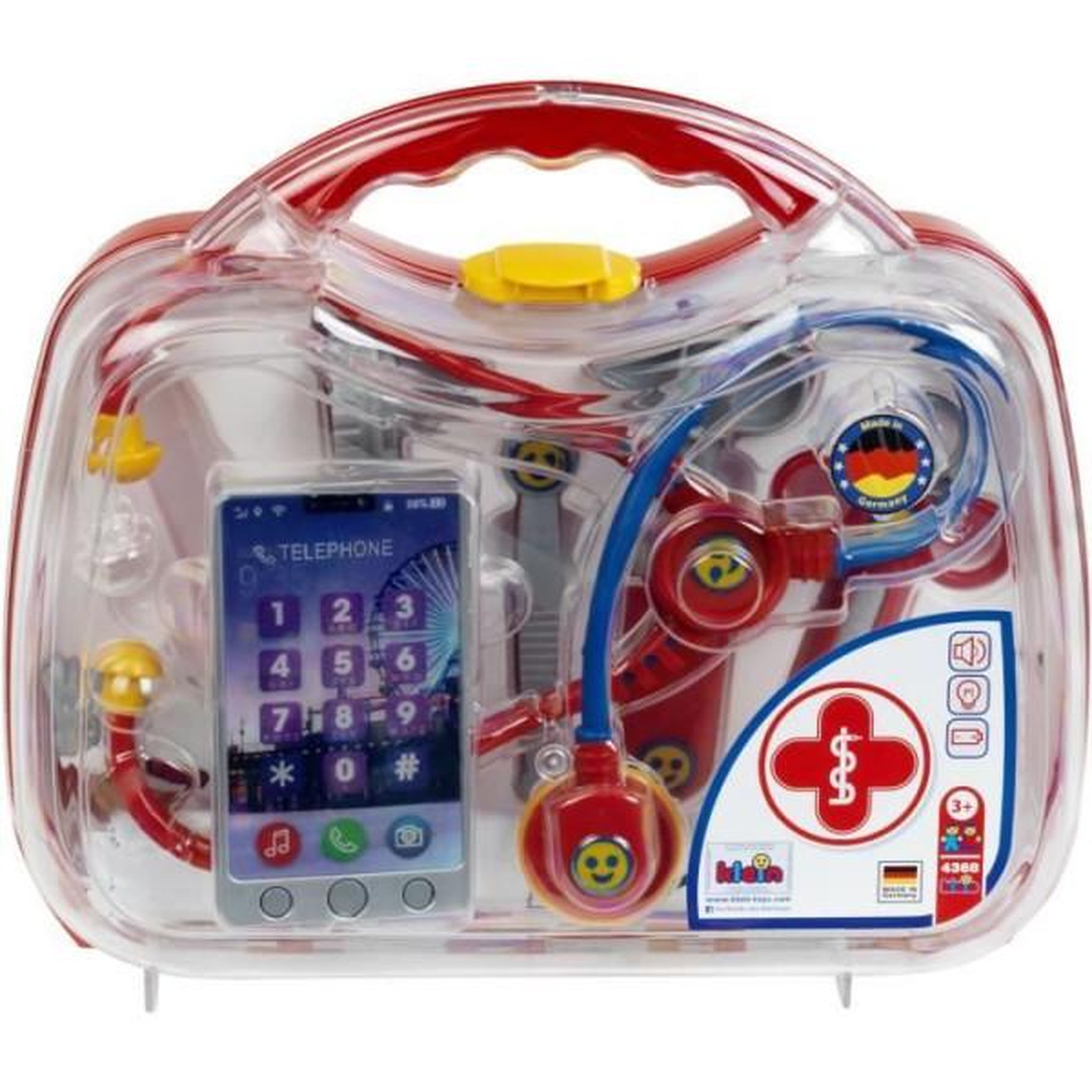 Klein Mallette docteur avec smartphone et thermometre électroniques - klein - 4368 - mixte - 3 ans - rouge