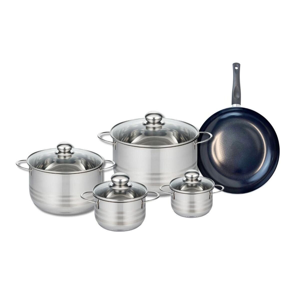 ELO Ensemble de 1 Poêle de cuisson 24 cm et 4 faitouts 12, 14, 20 et 24 cm Elo Prima Brillant
