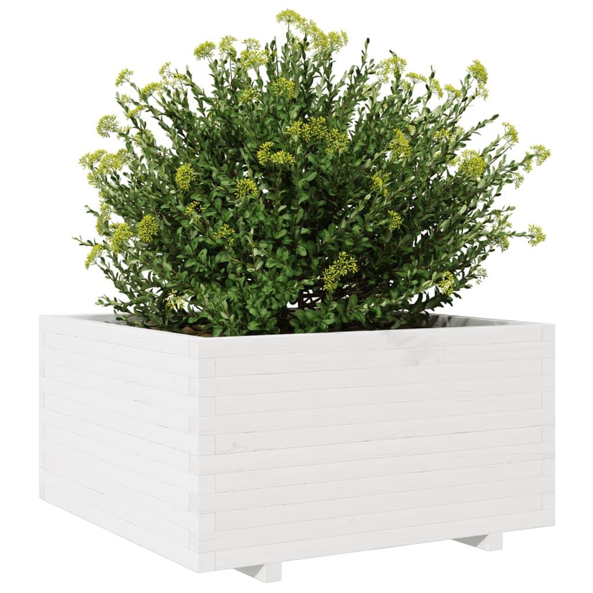 Voir la diapositive 4 : VIDAXL Jardiniere blanc 90x90x49,5 cm bois de pin massif