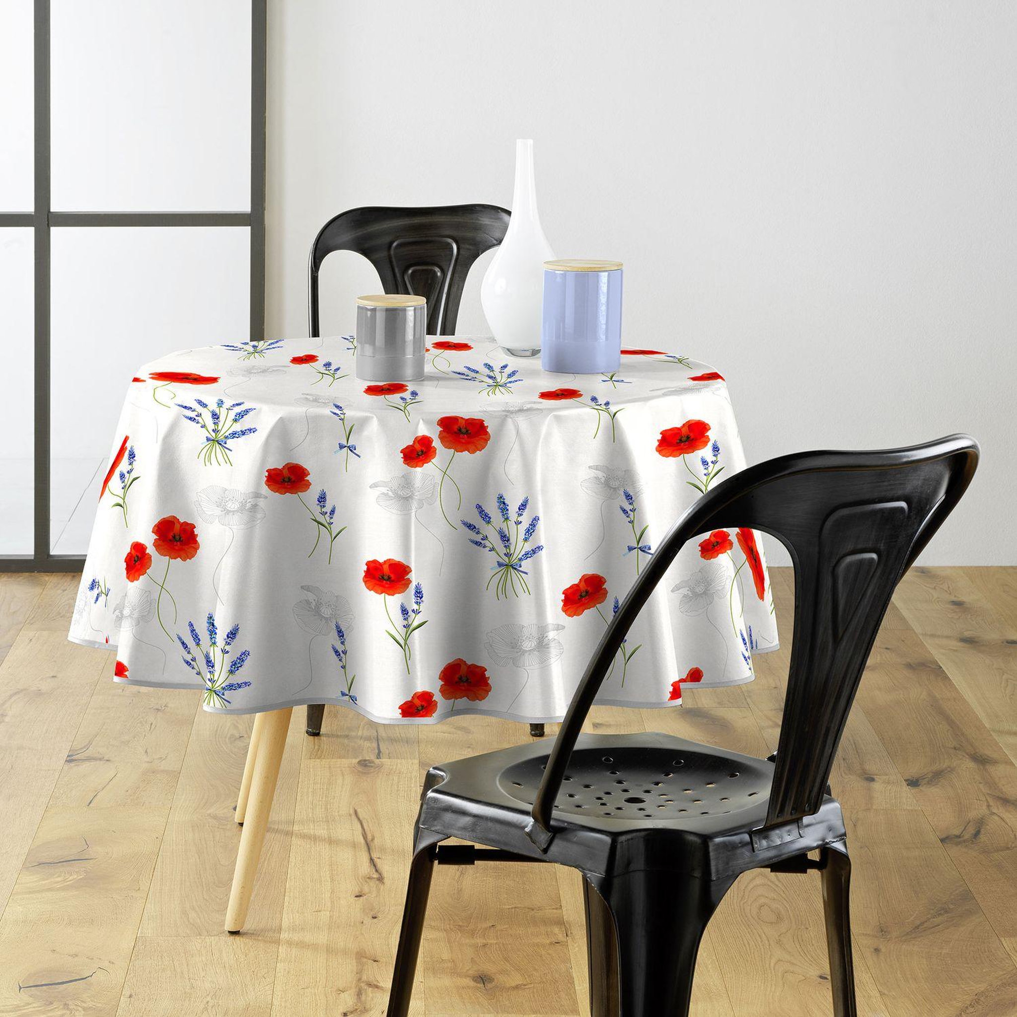 Voir la diapositive 2 : Douceur d'Intérieur Nappe ronde arles - diam. 160 cm - gris et rouge