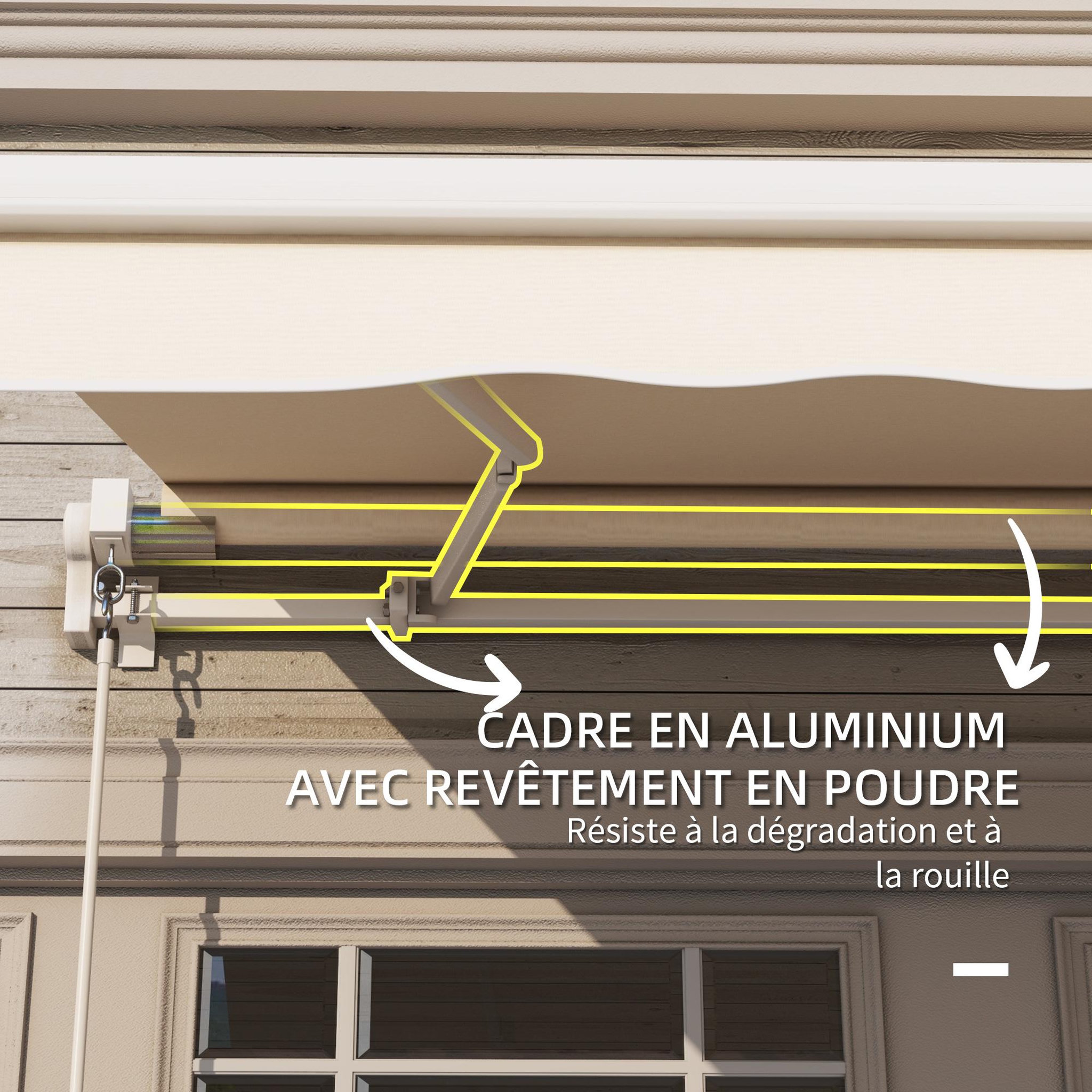 Voir la diapositive 6 : OUTSUNNY Store banne manuel rétractable aluminium polyester imperméabilisé 3L x 2,5l m beige