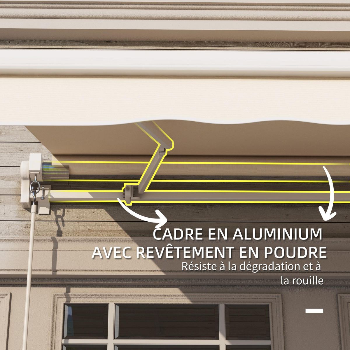 OUTSUNNY Store banne manuel rétractable aluminium polyester imperméabilisé 3L x 2,5l m beige