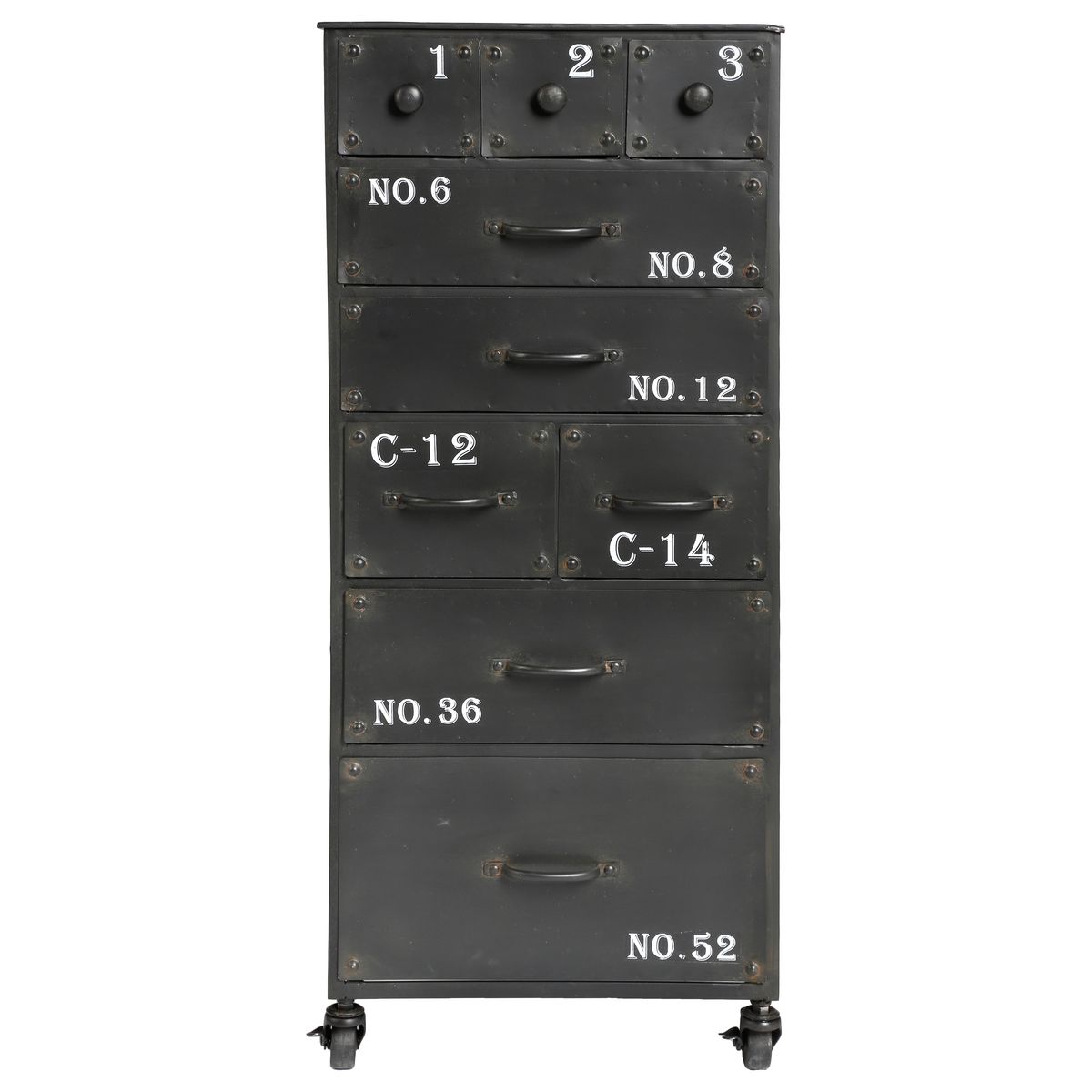 ATMOSPHERA Chiffonnier métal à roulettes 9 tiroirs H97cm ARNAUD